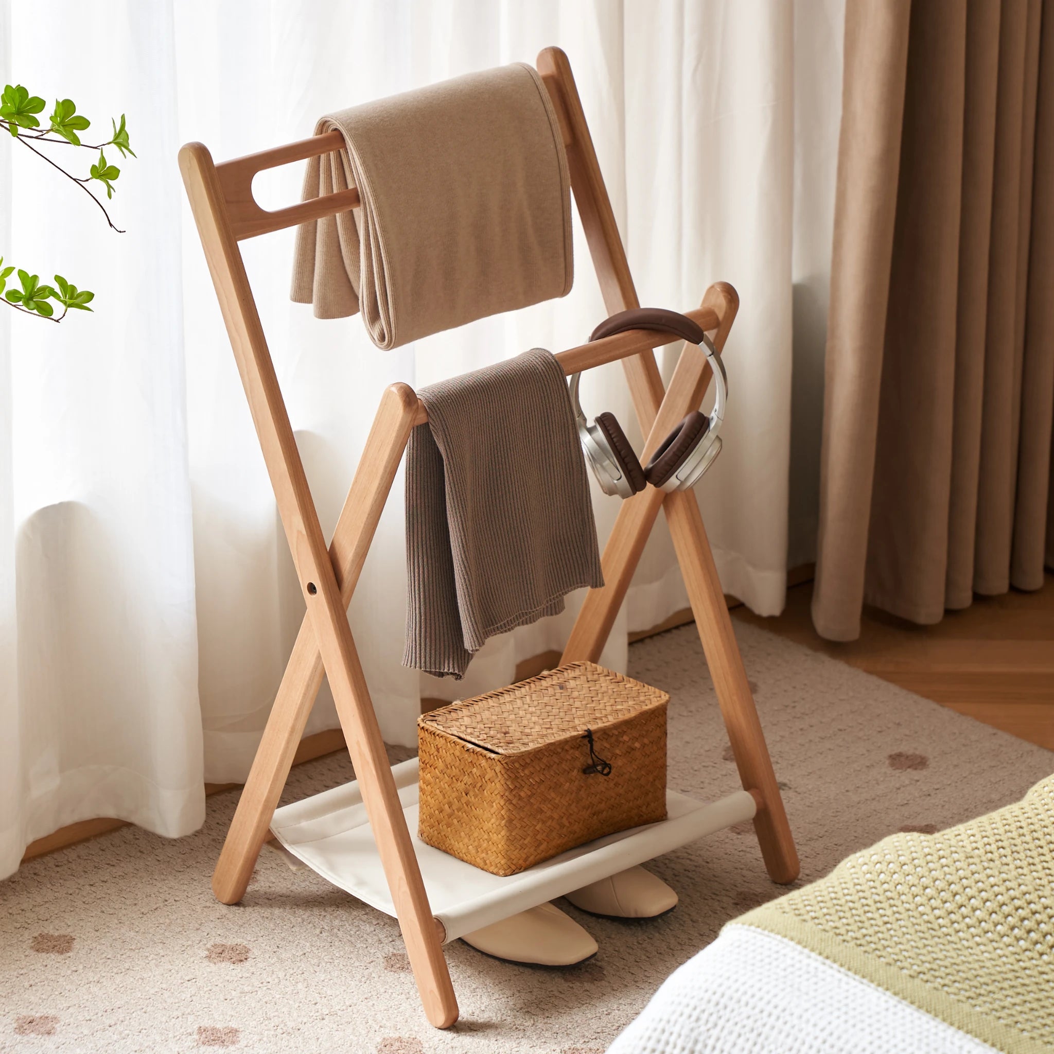 Solidwood Mia Foldable Clothes Rack, Premium Birch