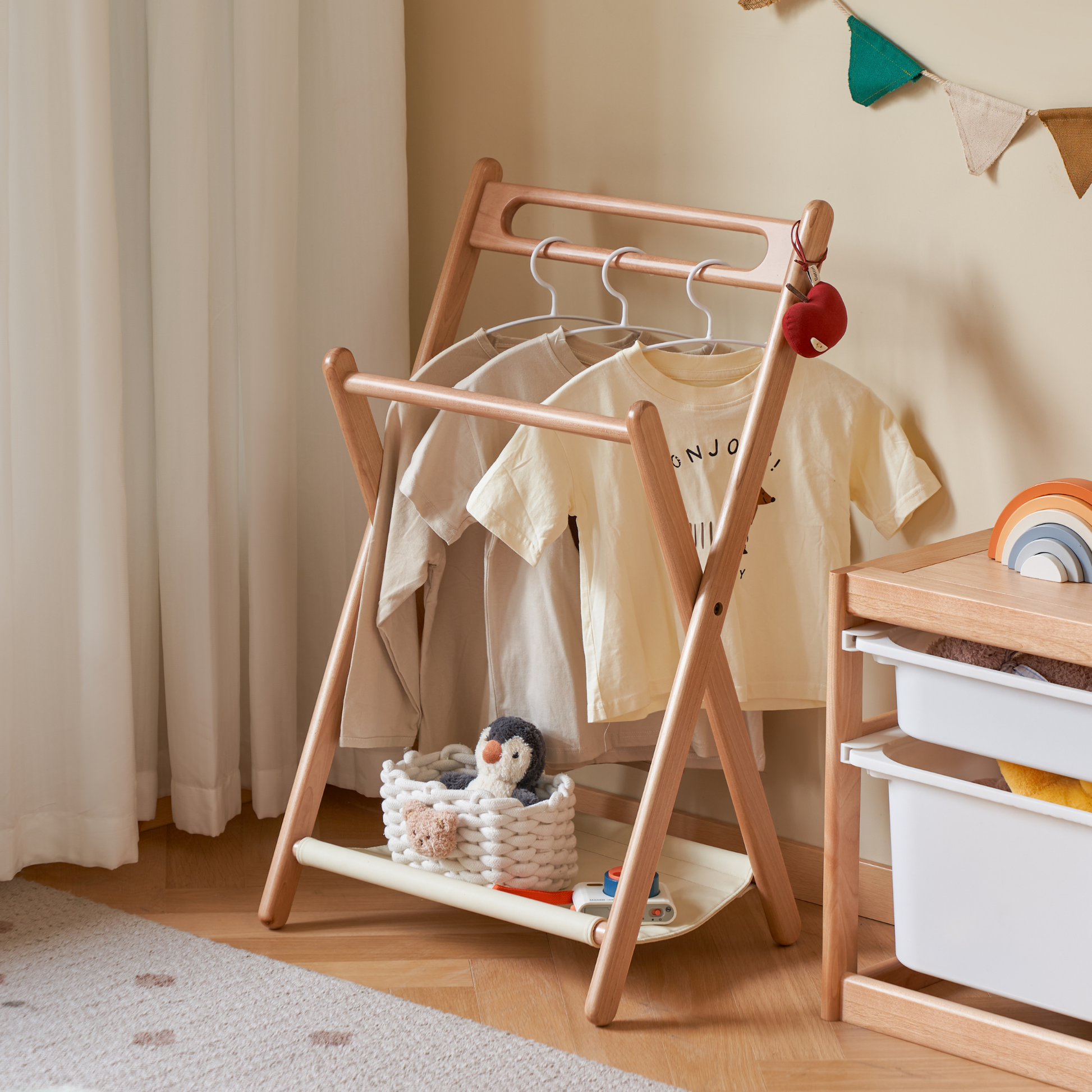 Solidwood Mia Foldable Clothes Rack, Premium Birch