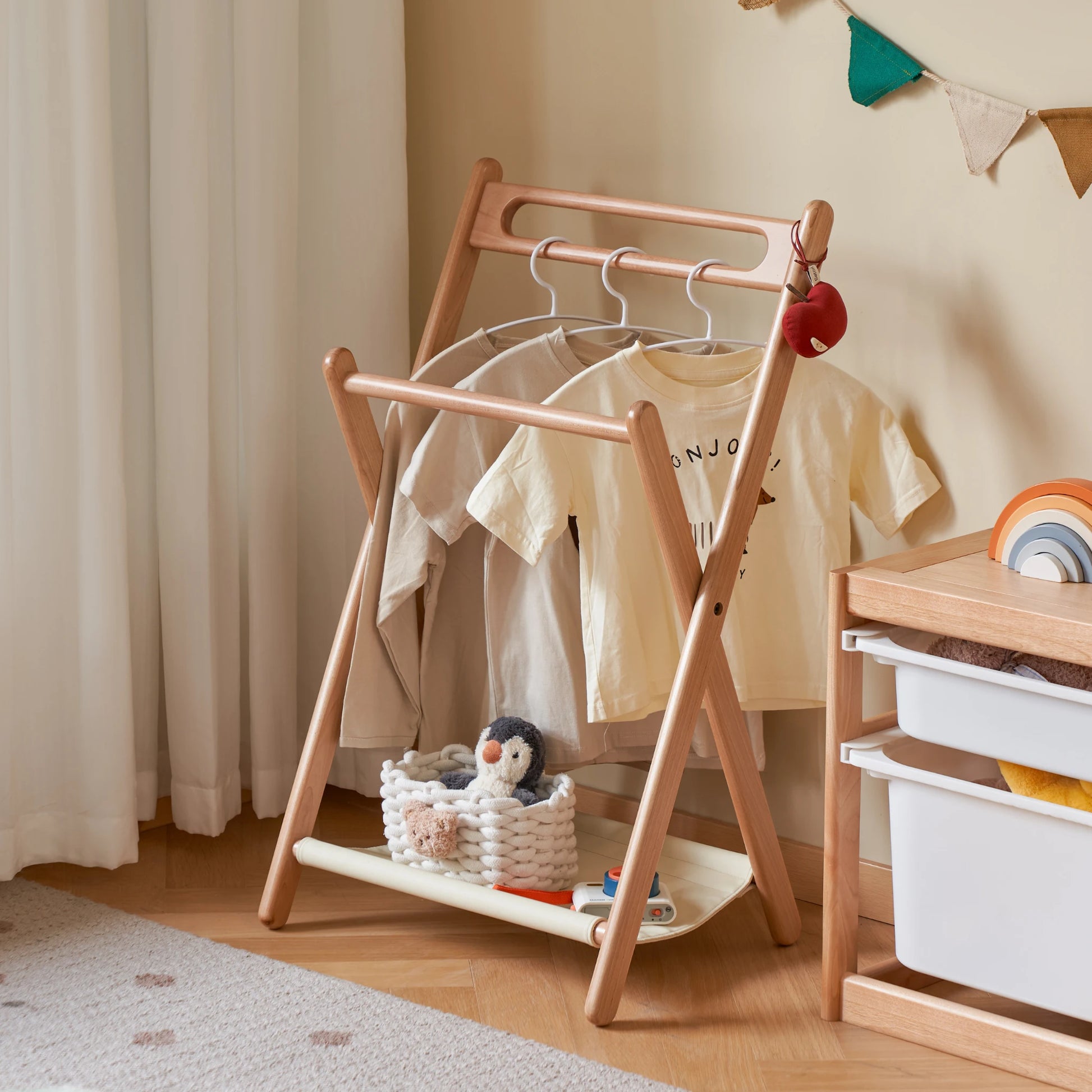 Solidwood Mia Foldable Clothes Rack, Premium Birch