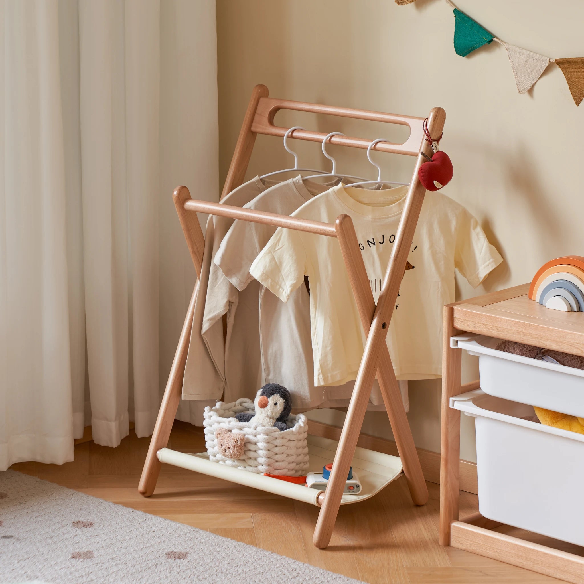 Solidwood Mia Foldable Clothes Rack, Premium Birch