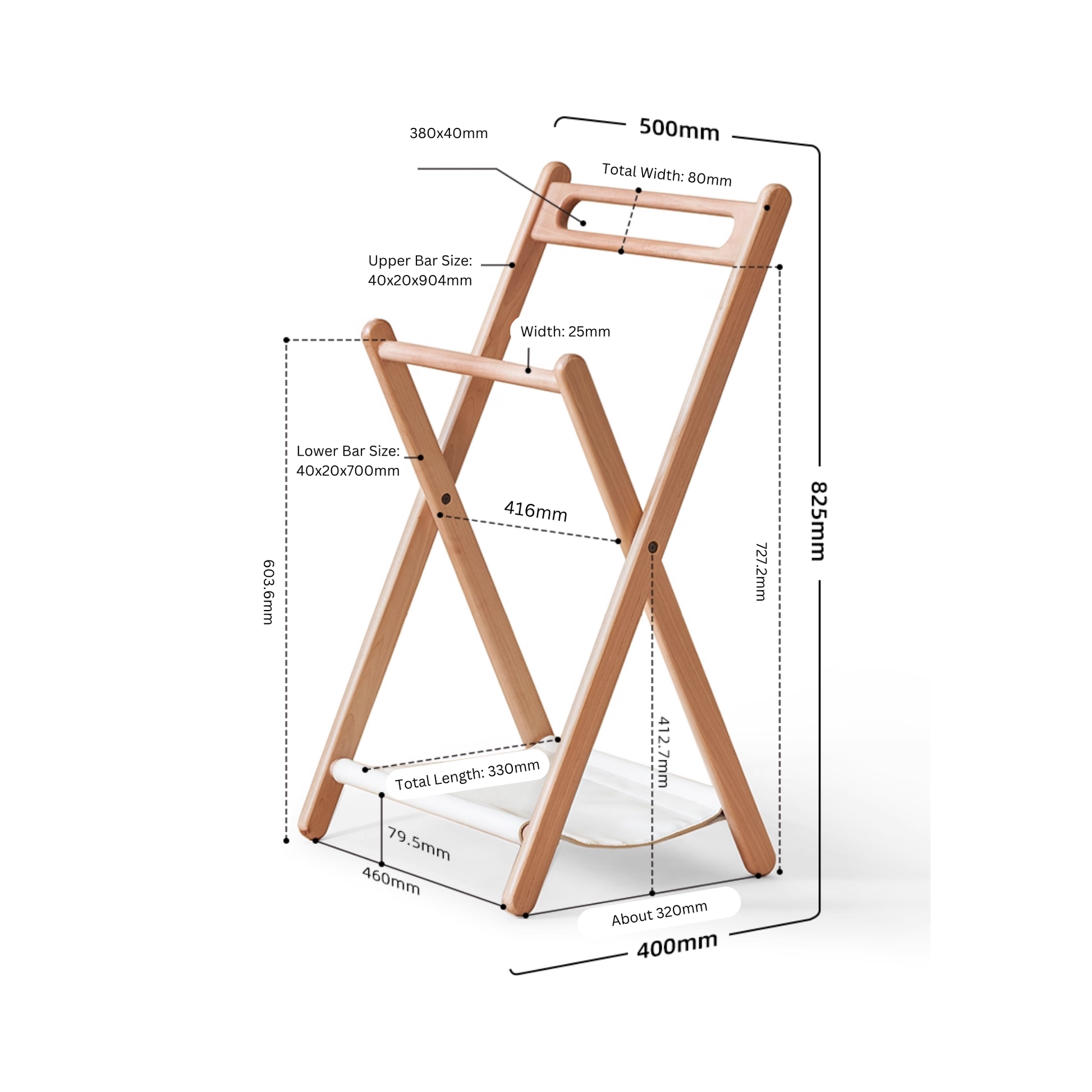 Solidwood Mia Foldable Clothes Rack, Premium Birch