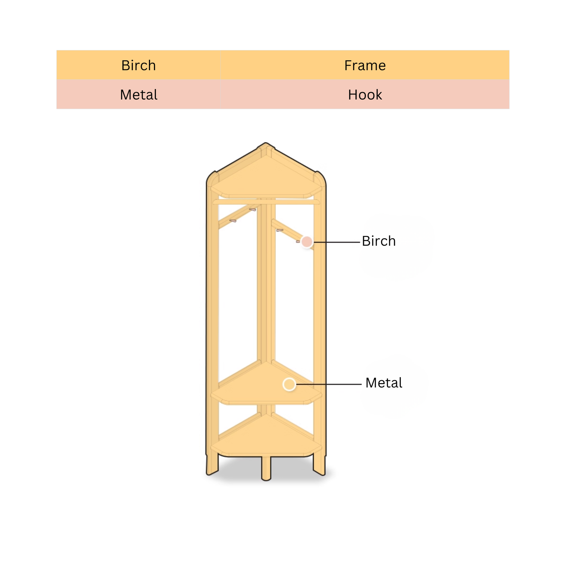 Solidwood Mia Corner Clothes Rack, Premium Birch