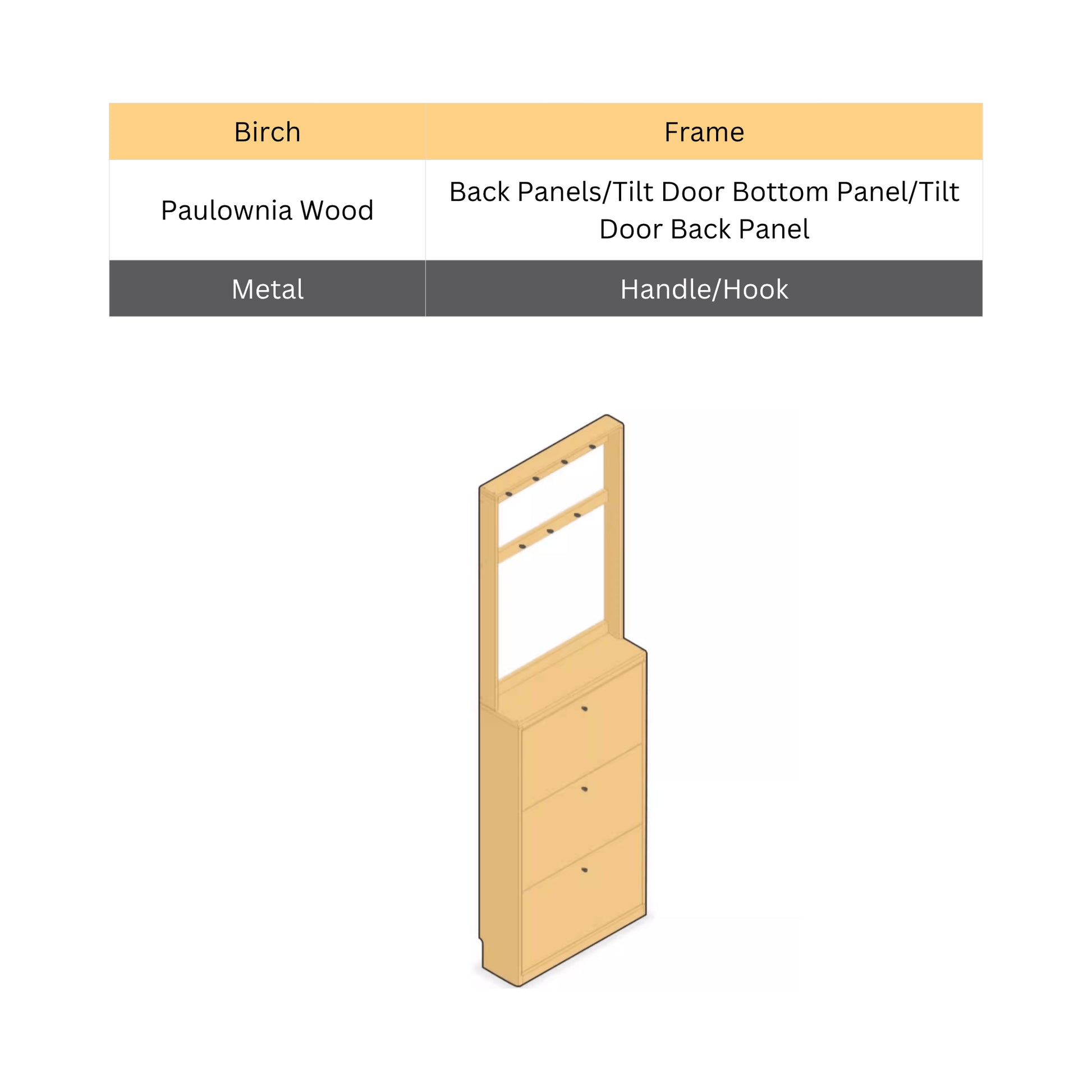 Solidwood Mia Shoe Cabinet, Premium Birch