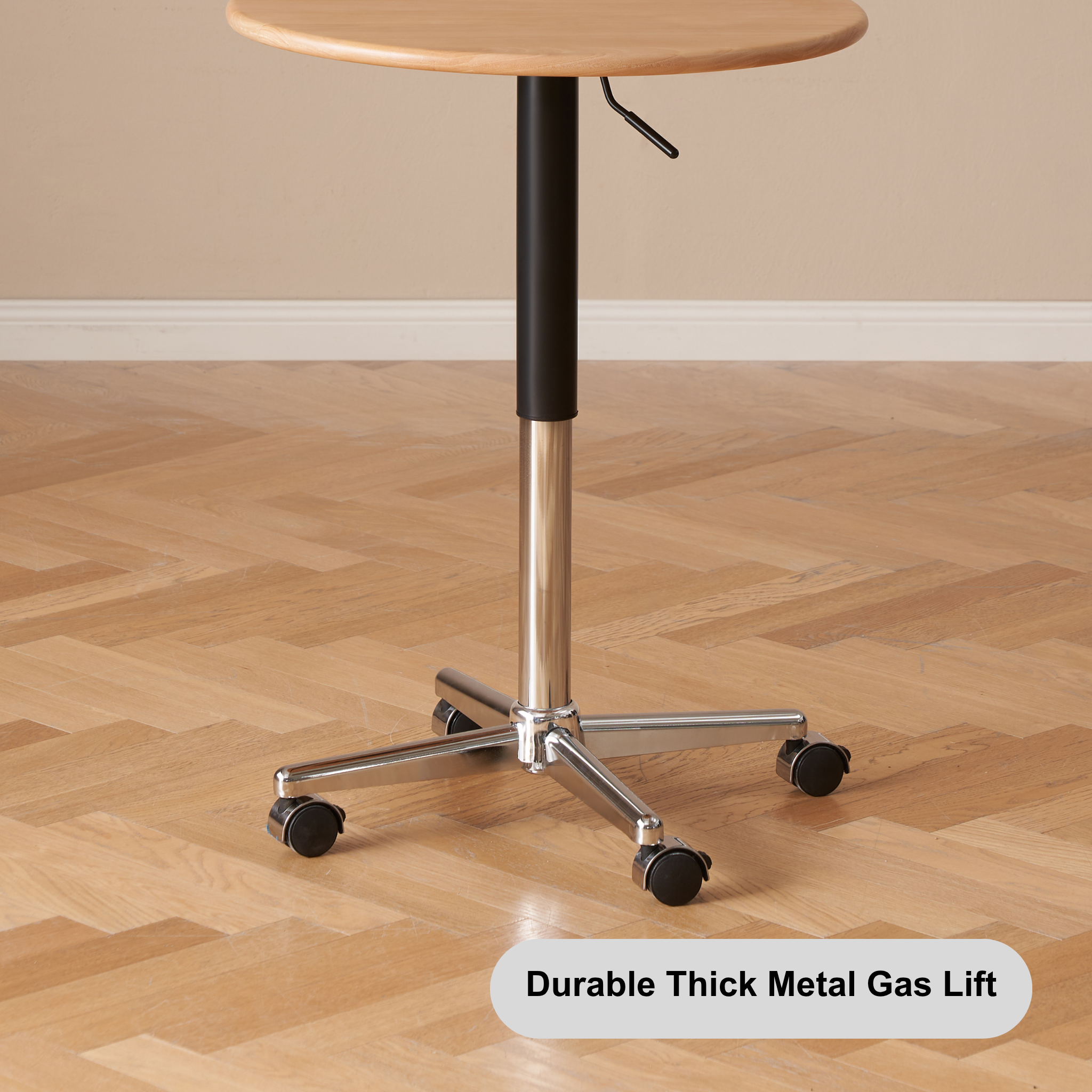 Solidwood Mia Height-Adjustable Side Table, Dia60cm