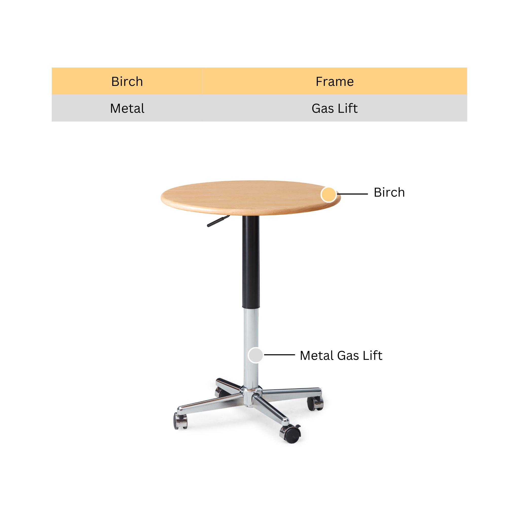 Solidwood Mia Height-Adjustable Side Table, Dia70cm