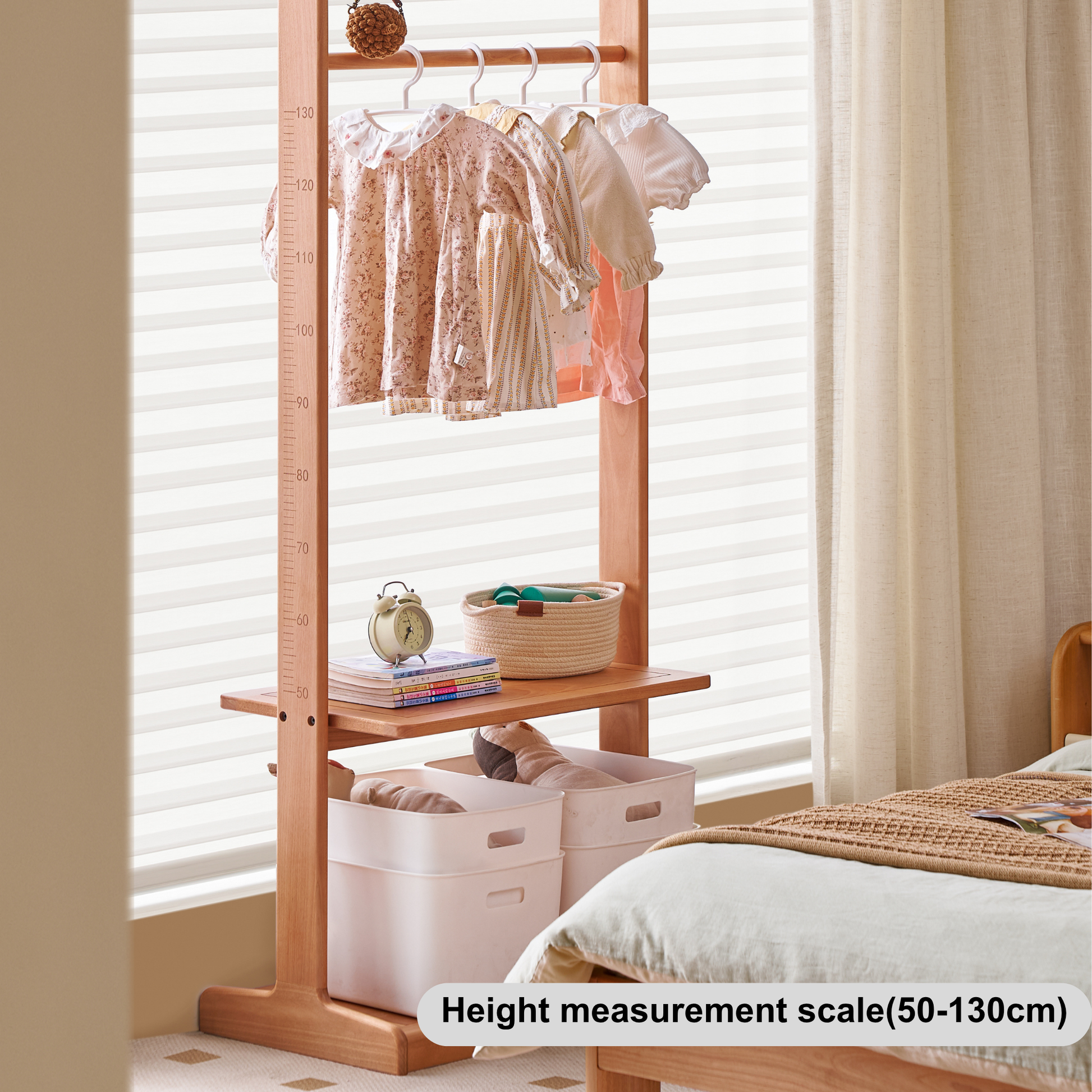Solidwood Milo Kids Clothes Rack, Premium Birch