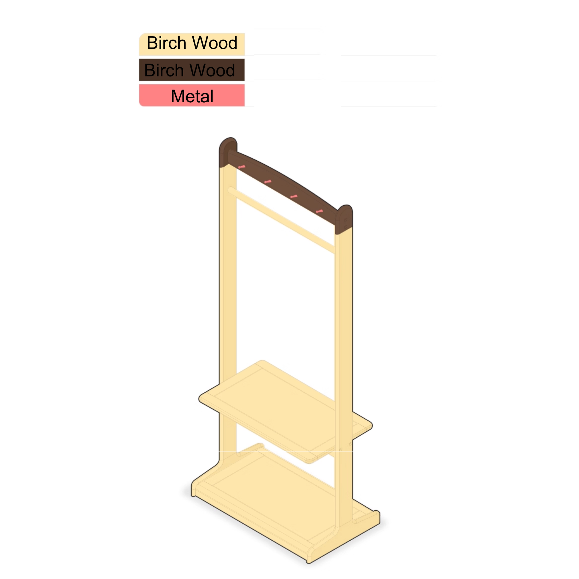 Solidwood Milo Kids Clothes Rack, Premium Birch