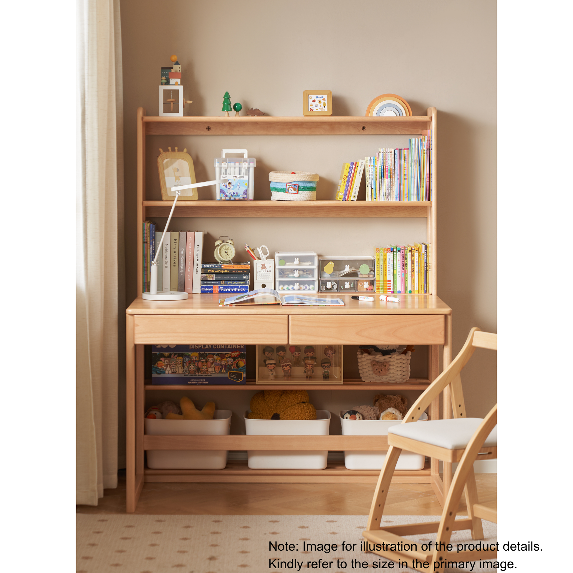 Solidwood Milo Kids 5-Tier Bookshelf, Premium Birch, W80cm