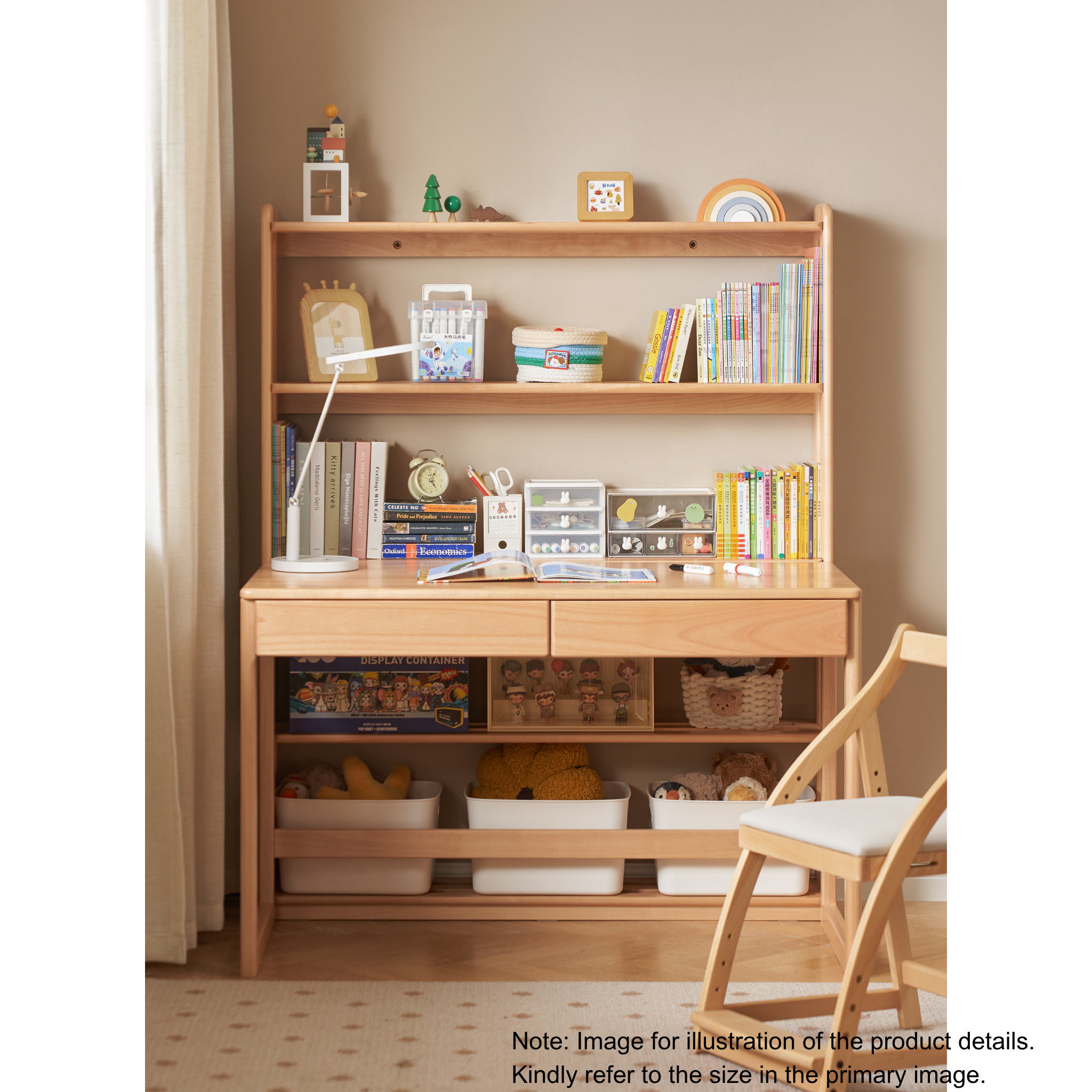 Solidwood Milo Kids 5-Tier Bookshelf, Premium Birch, W80cm