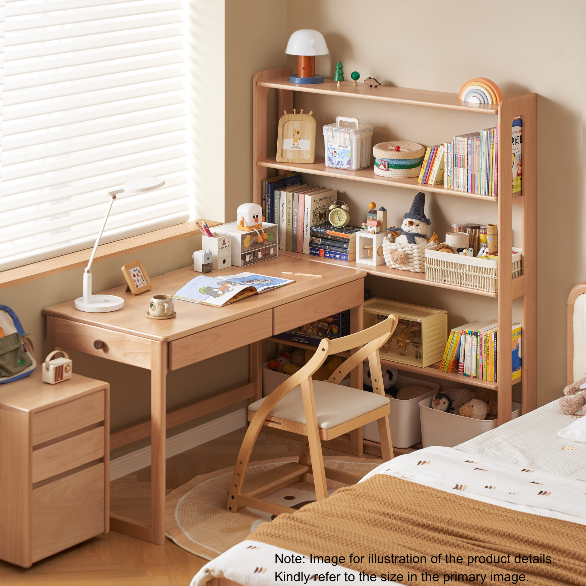 Solidwood Milo Kids 5-Tier Bookshelf, Premium Birch, W80cm