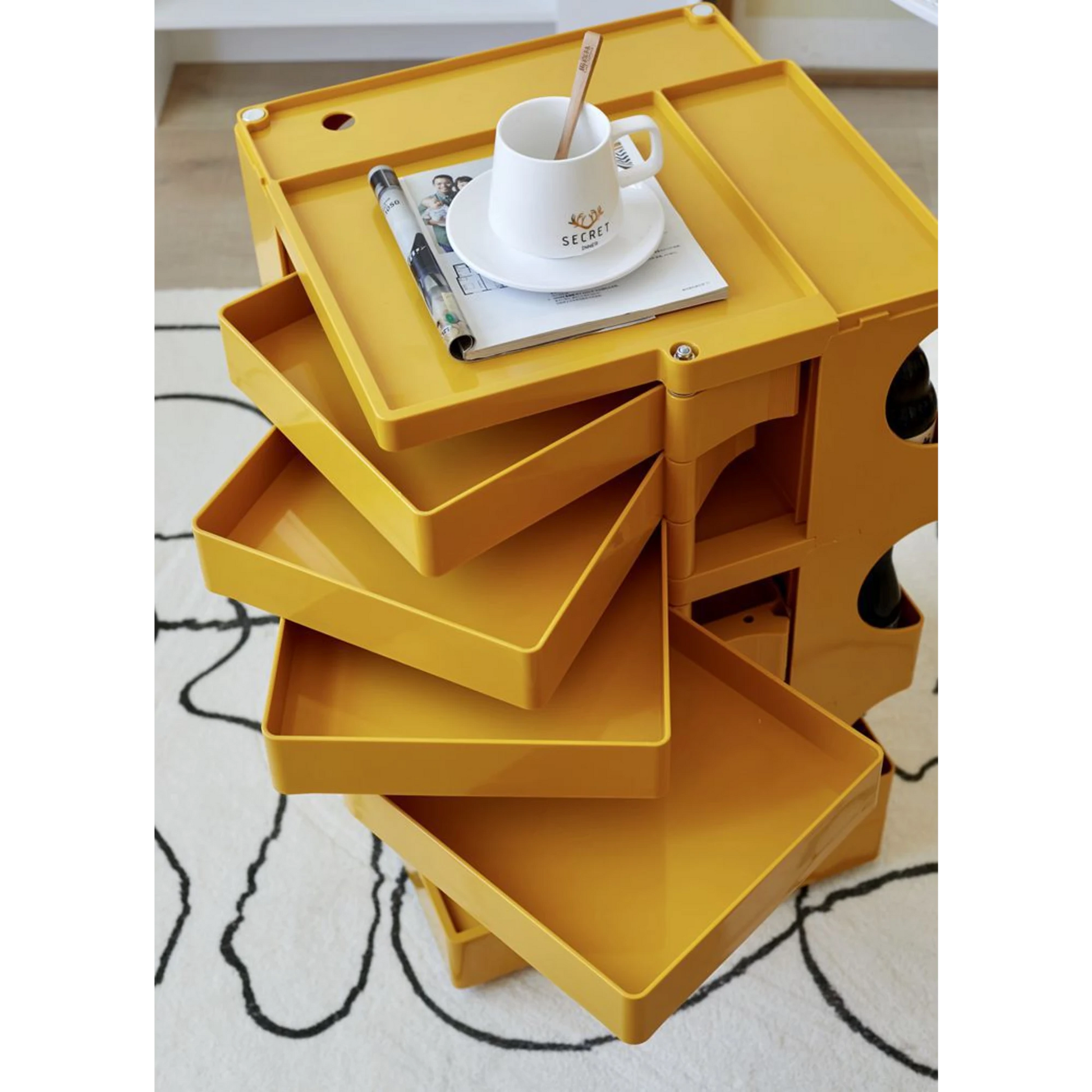 MODE Joe Colombo 3 Tier Boby Storage Trolley Cart Replica, Yellow