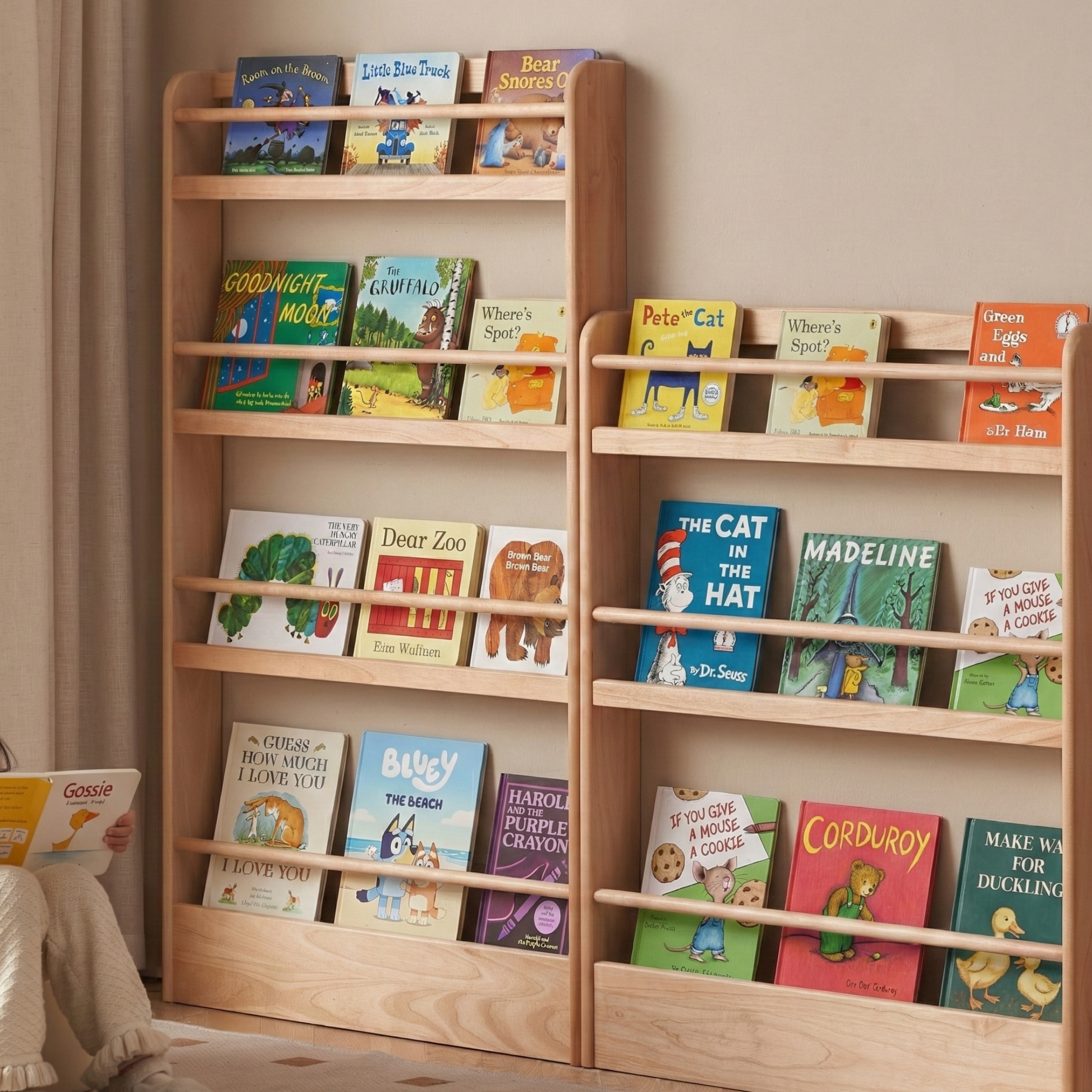Solidwood Milo Kids 3-Tier Display Bookshelf, Premium Birch