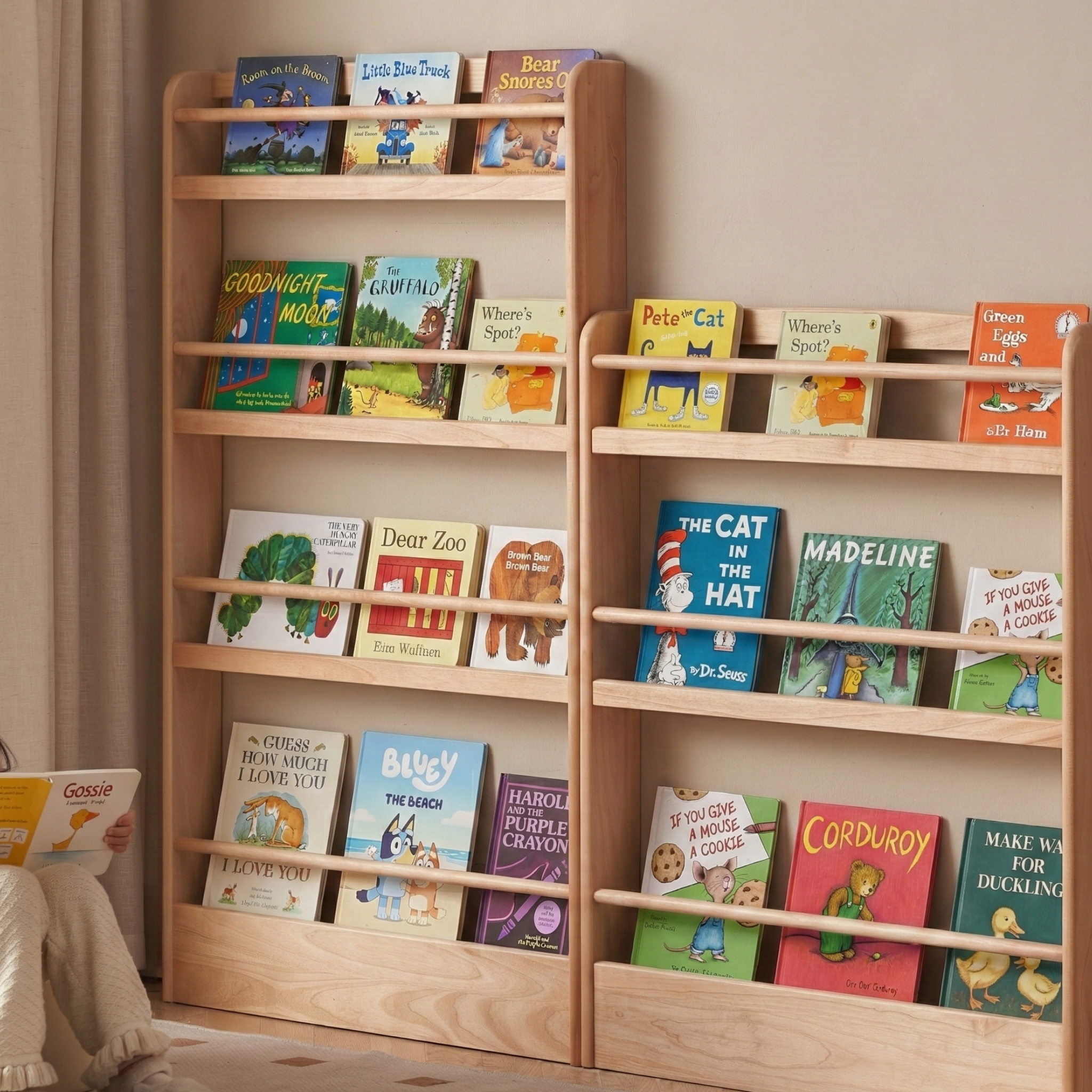 Solidwood Milo Kids 3-Tier Display Bookshelf, Premium Birch