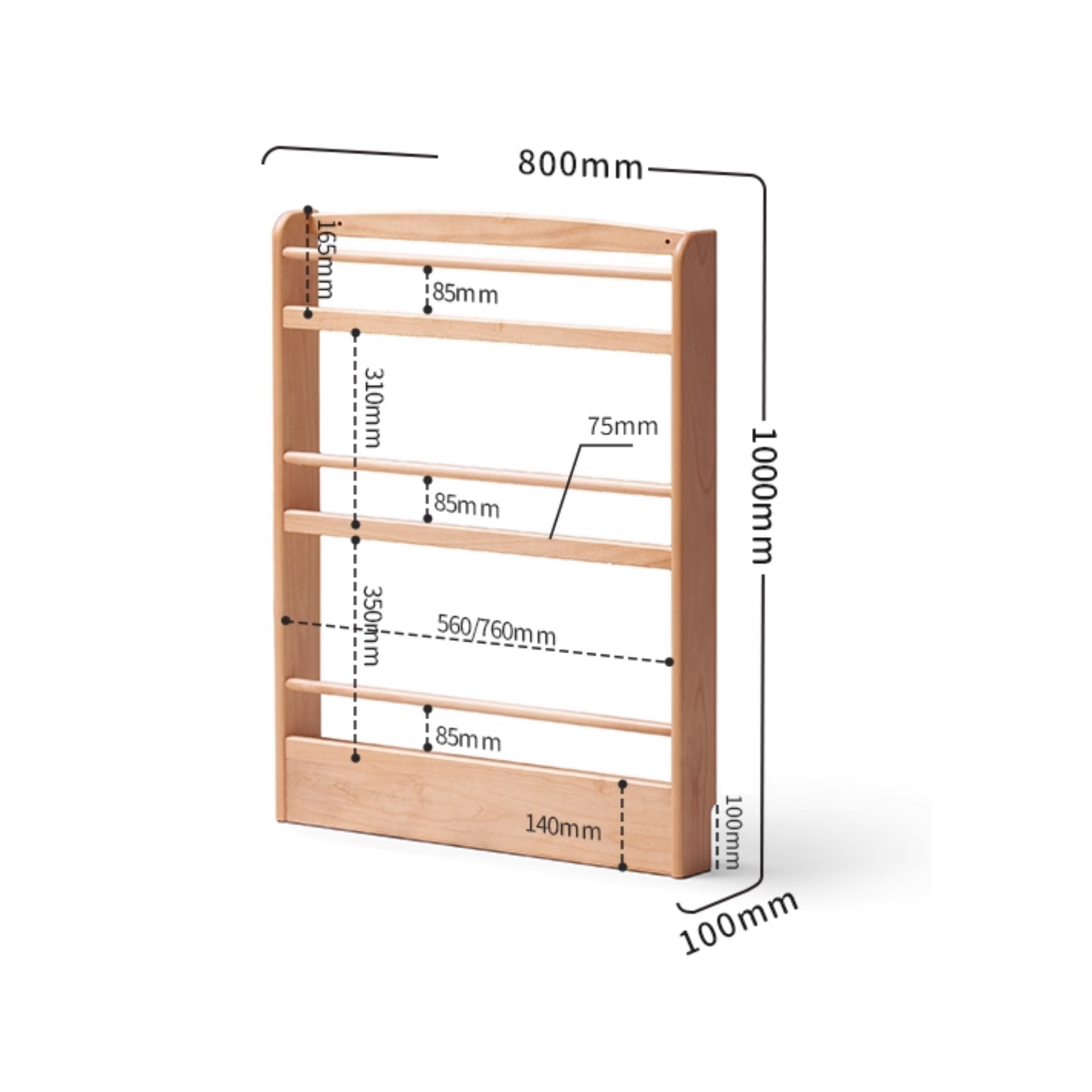 Solidwood Milo Kids 3-Tier Display Bookshelf, Premium Birch