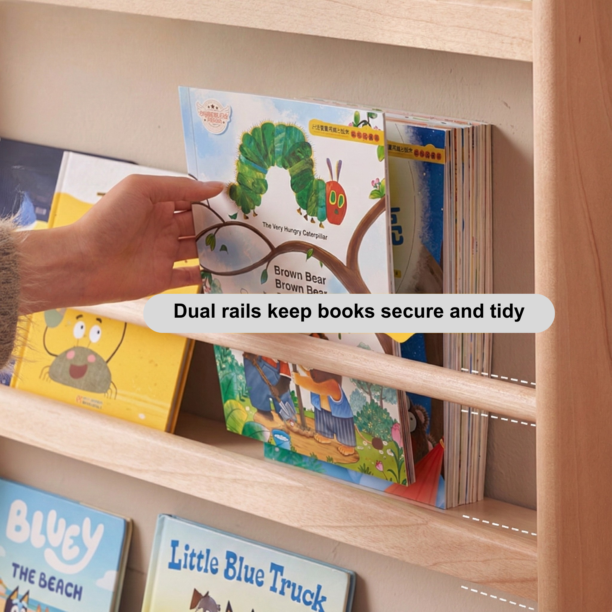 Solidwood Milo Kids 4-Tier Display Bookshelf, Premium Birch