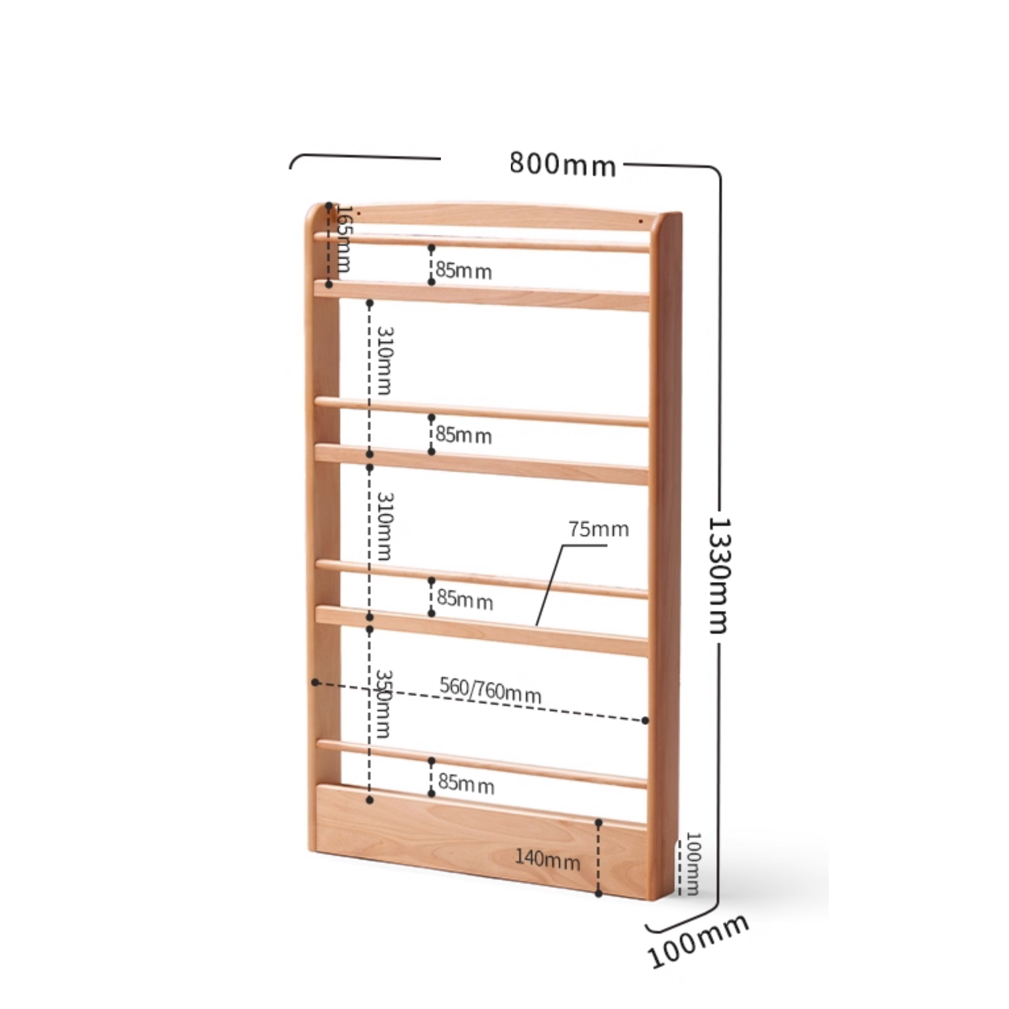 Solidwood Milo Kids 4-Tier Display Bookshelf, Premium Birch