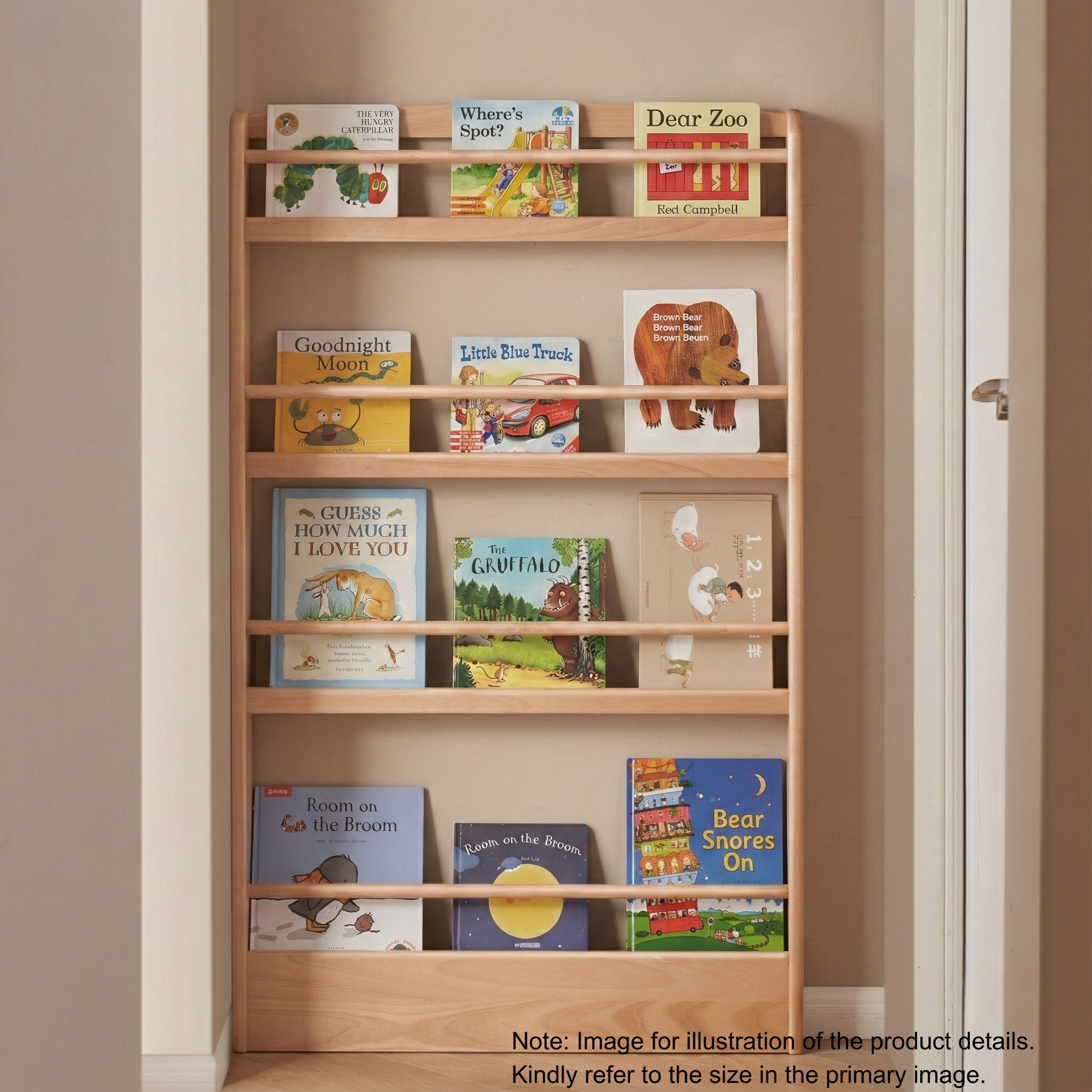 Solidwood Milo Kids 5-Tier Display Bookshelf, Premium Birch