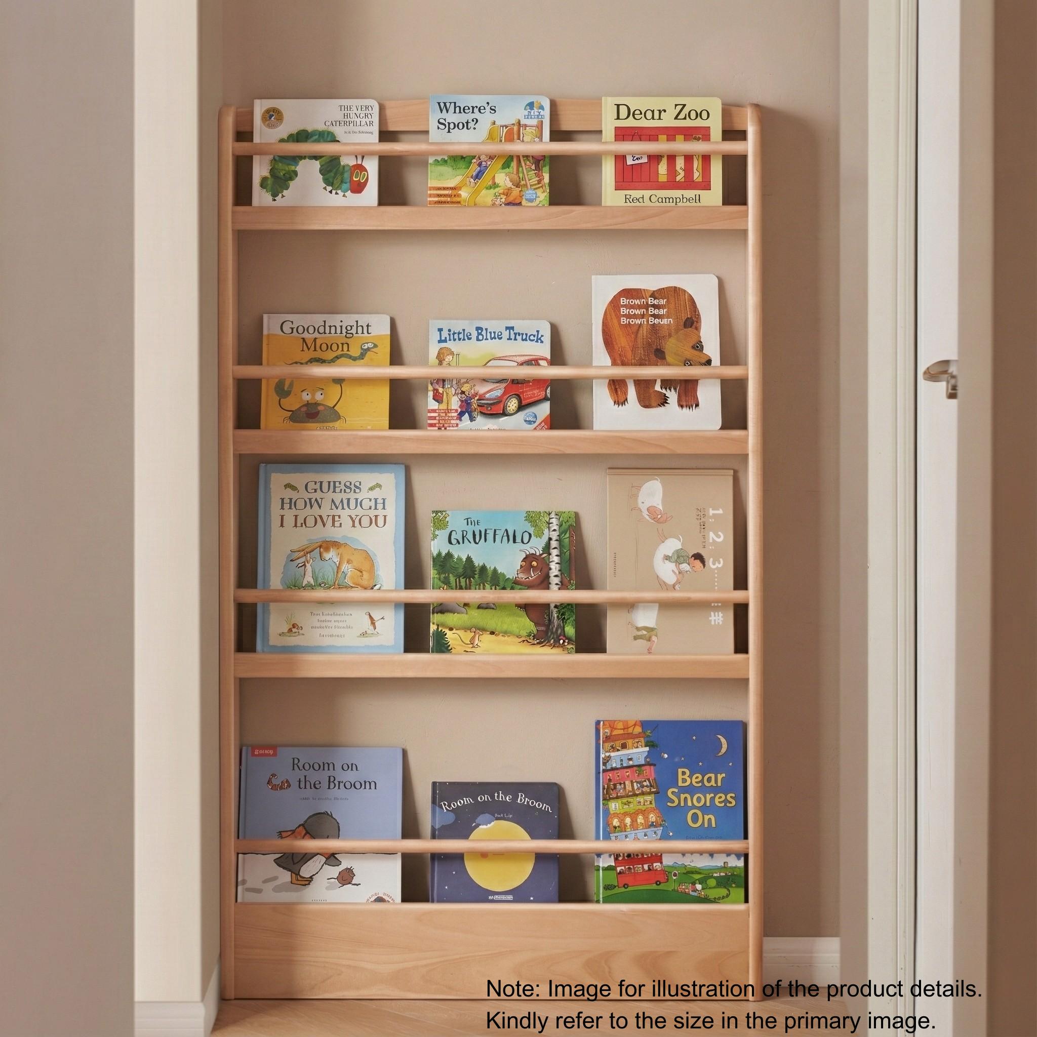 Solidwood Milo Kids 5-Tier Display Bookshelf, Premium Birch