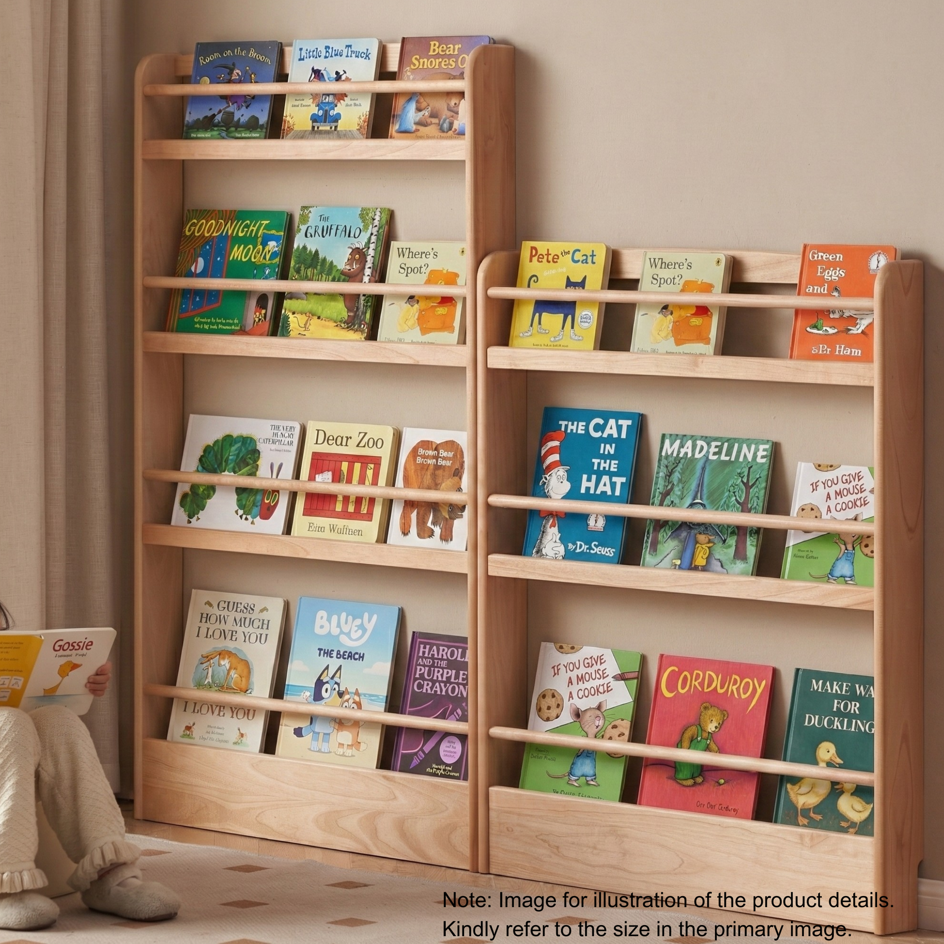 Solidwood Milo Kids 5-Tier Display Bookshelf, Premium Birch