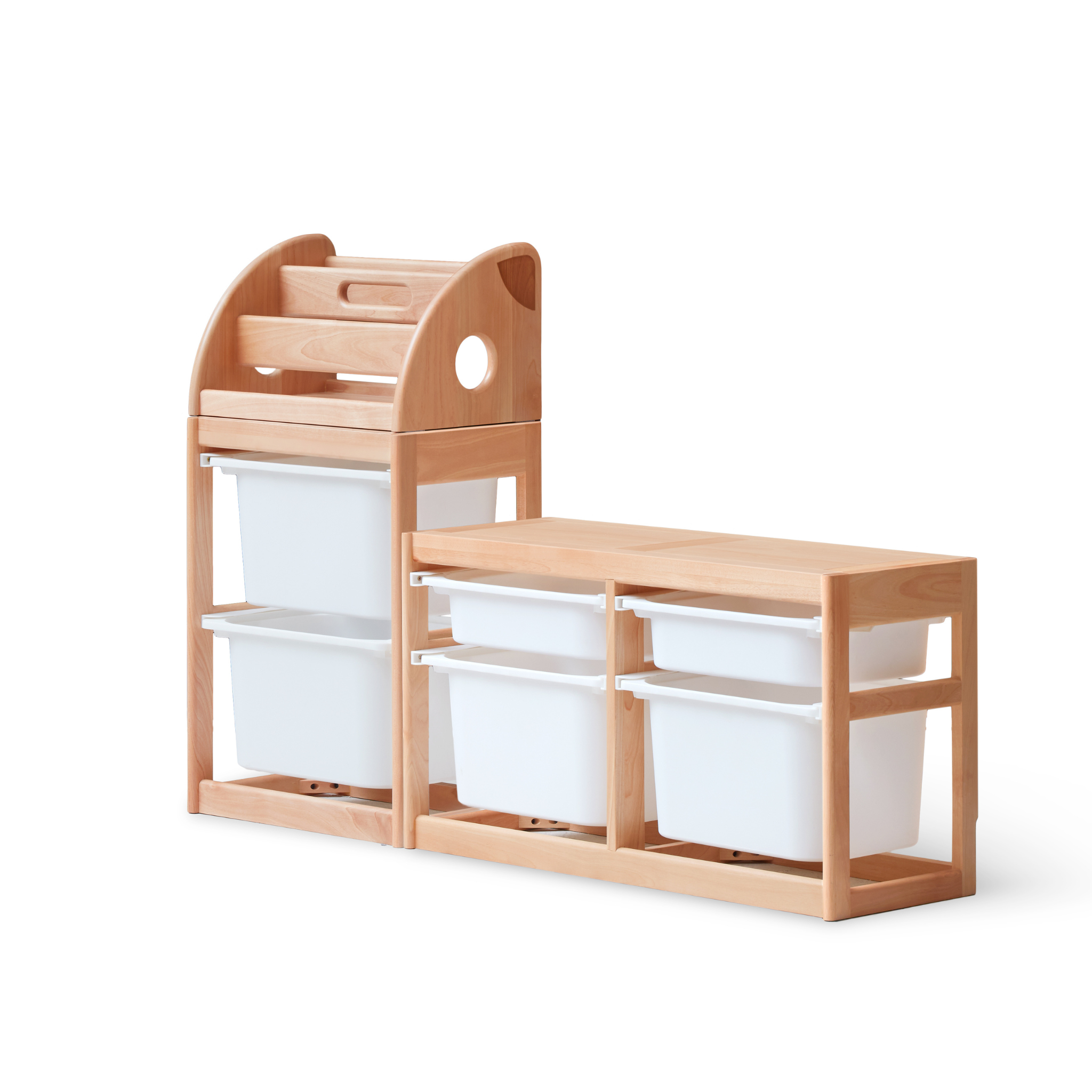 Solidwood Milo Kids Toy Storage Set, Premium Birch