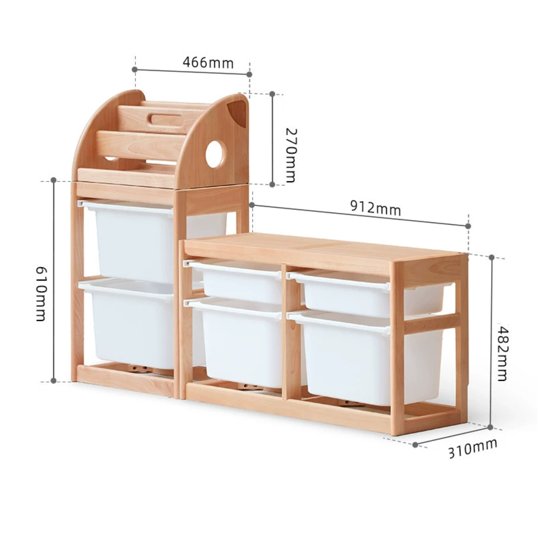 Solidwood Milo Kids Toy Storage Set, Premium Birch