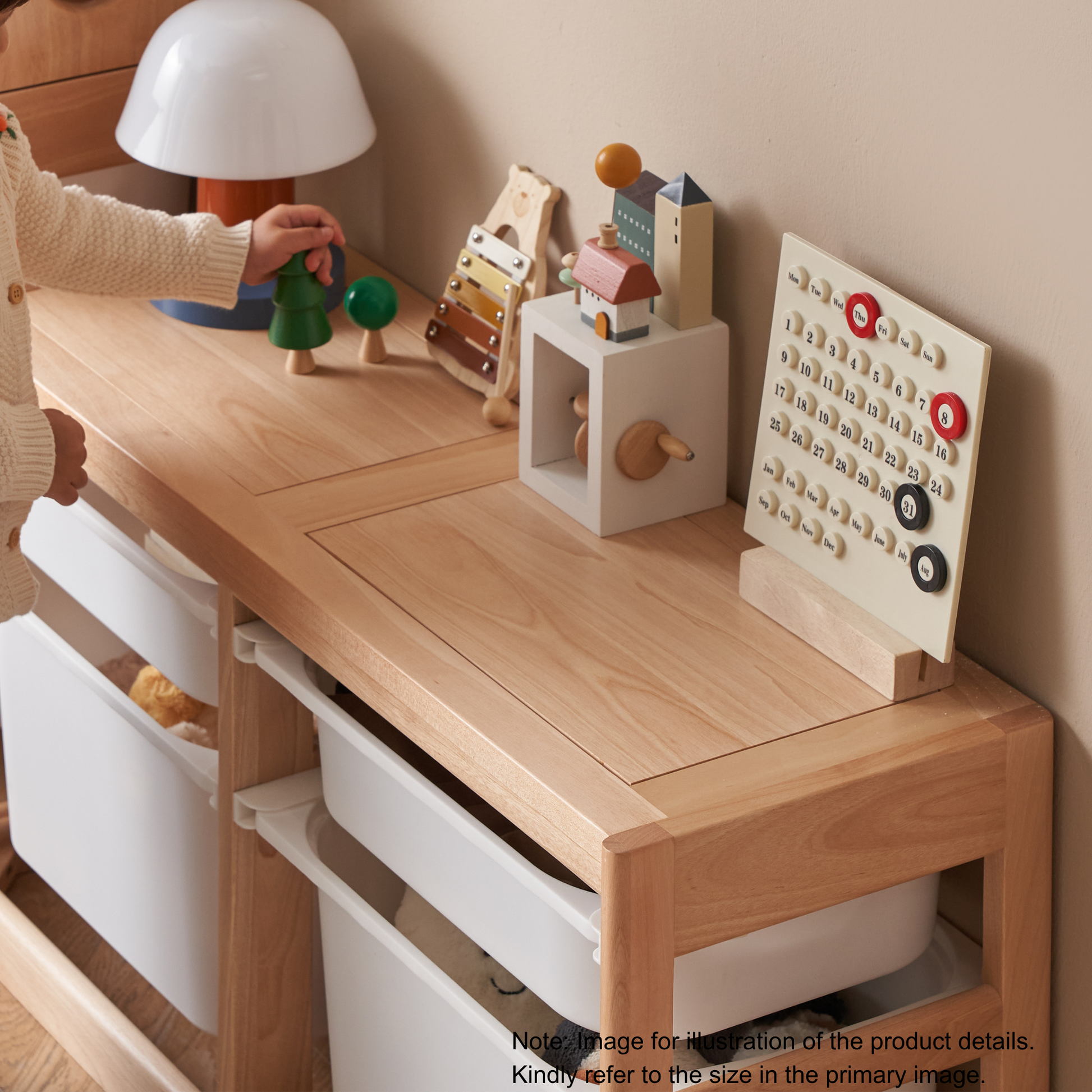 Solidwood Milo Kids Toy Storage Module with 2 Boxes, Premium Birch