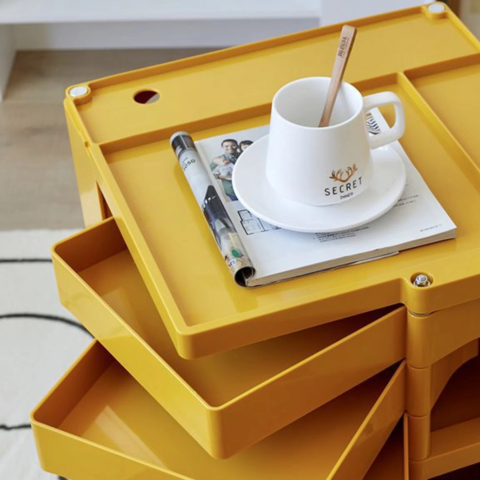 MODE Joe Colombo 2 Tier Boby Storage Trolley Cart Replica, Yellow