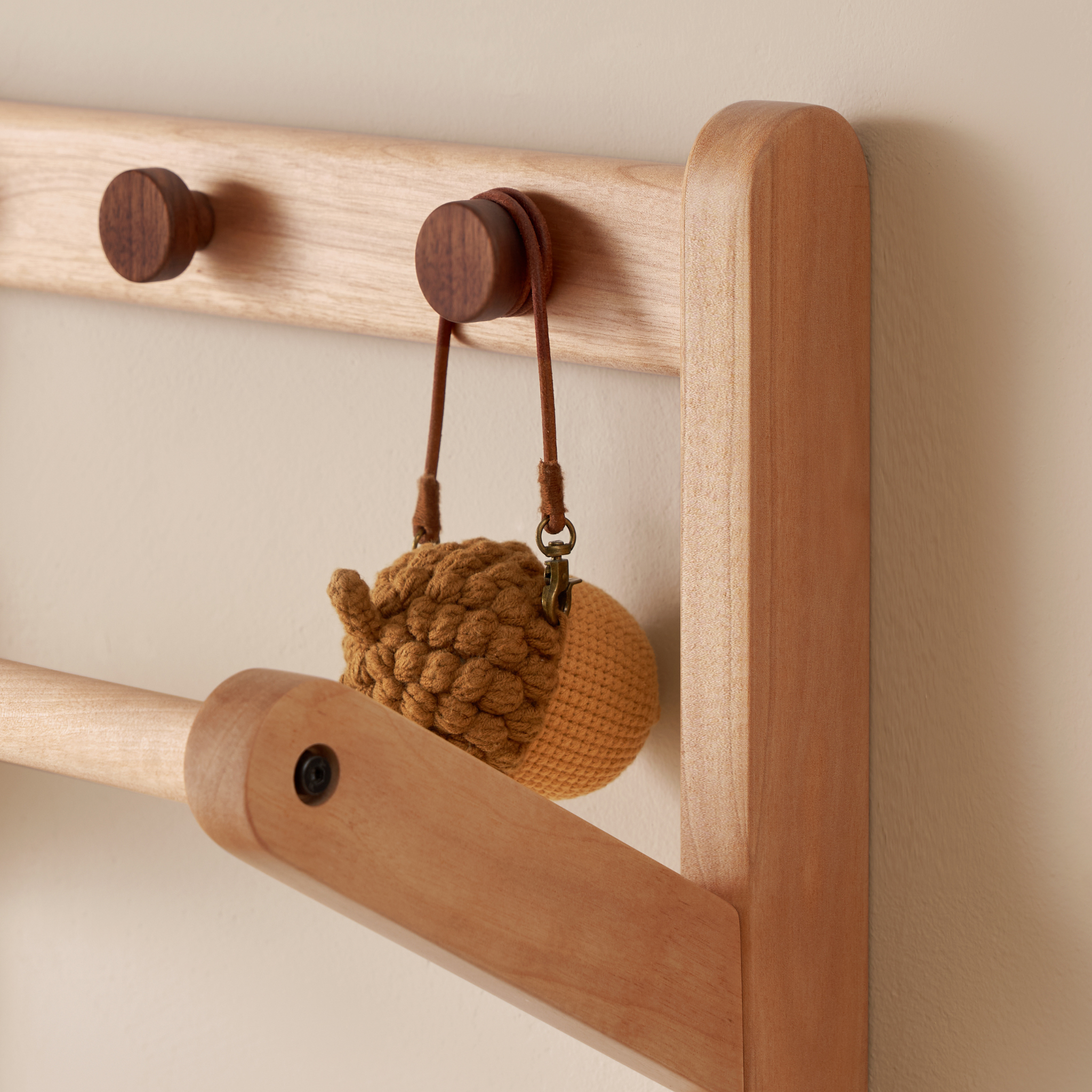 Solidwood Milo Kids Bedside Table with Clothes Rack, Premium Birch