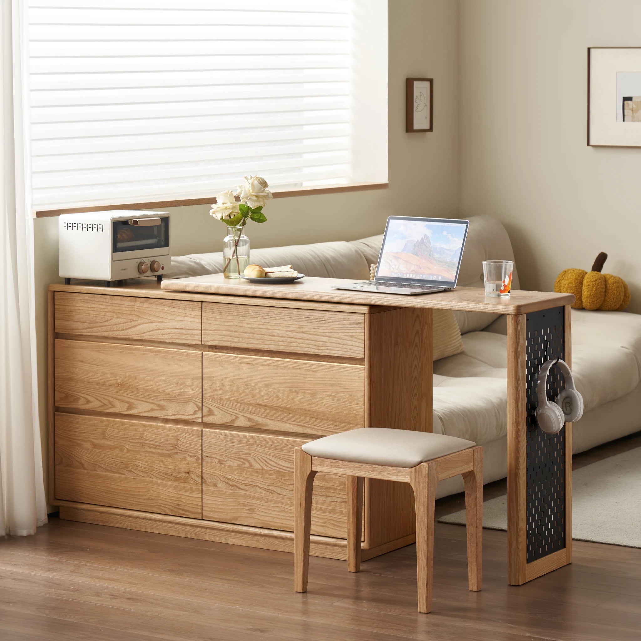 Solidwood Radiant Extendable Dressing Table, Ash