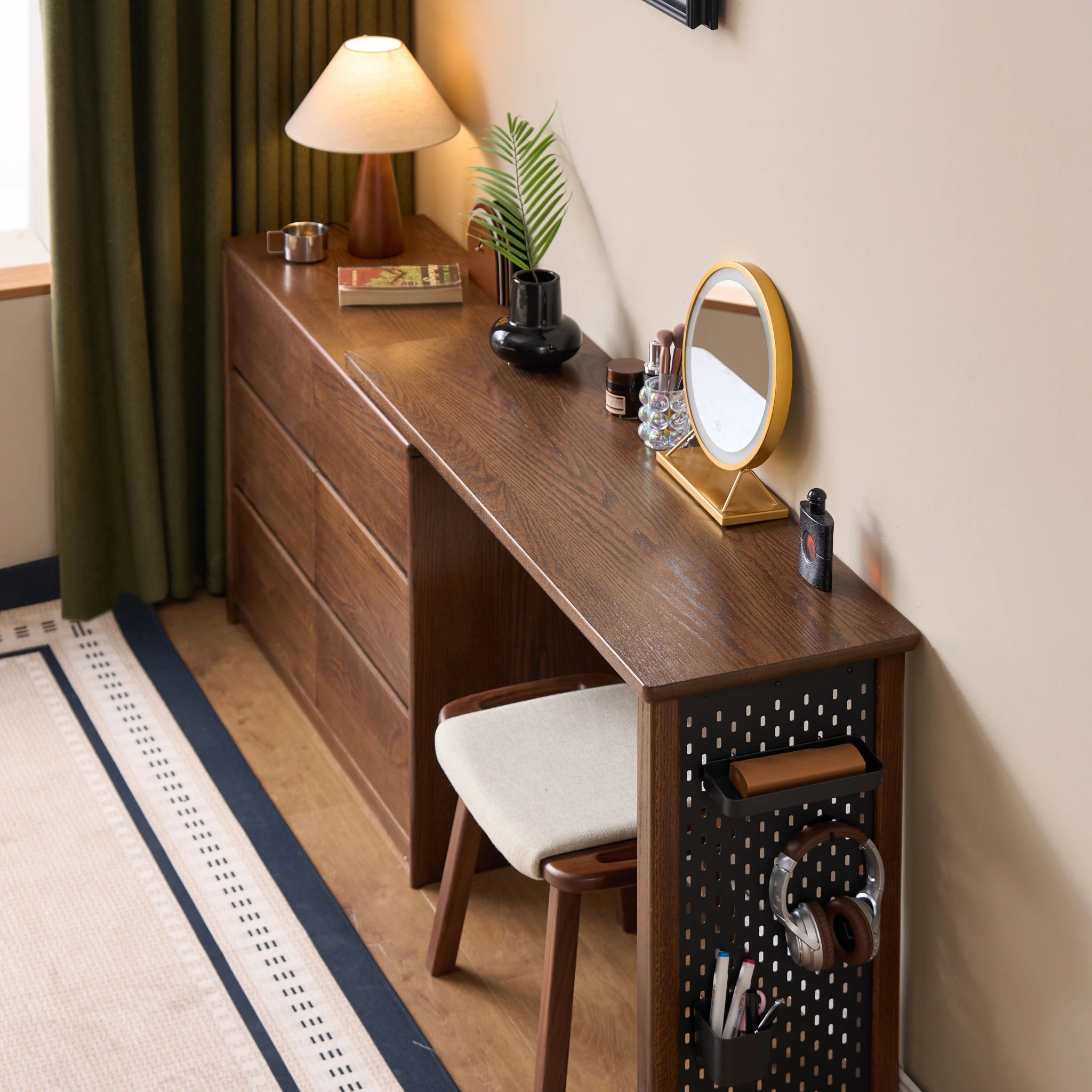 Solidwood Radiant Extendable Dressing Table, Walnut Oak