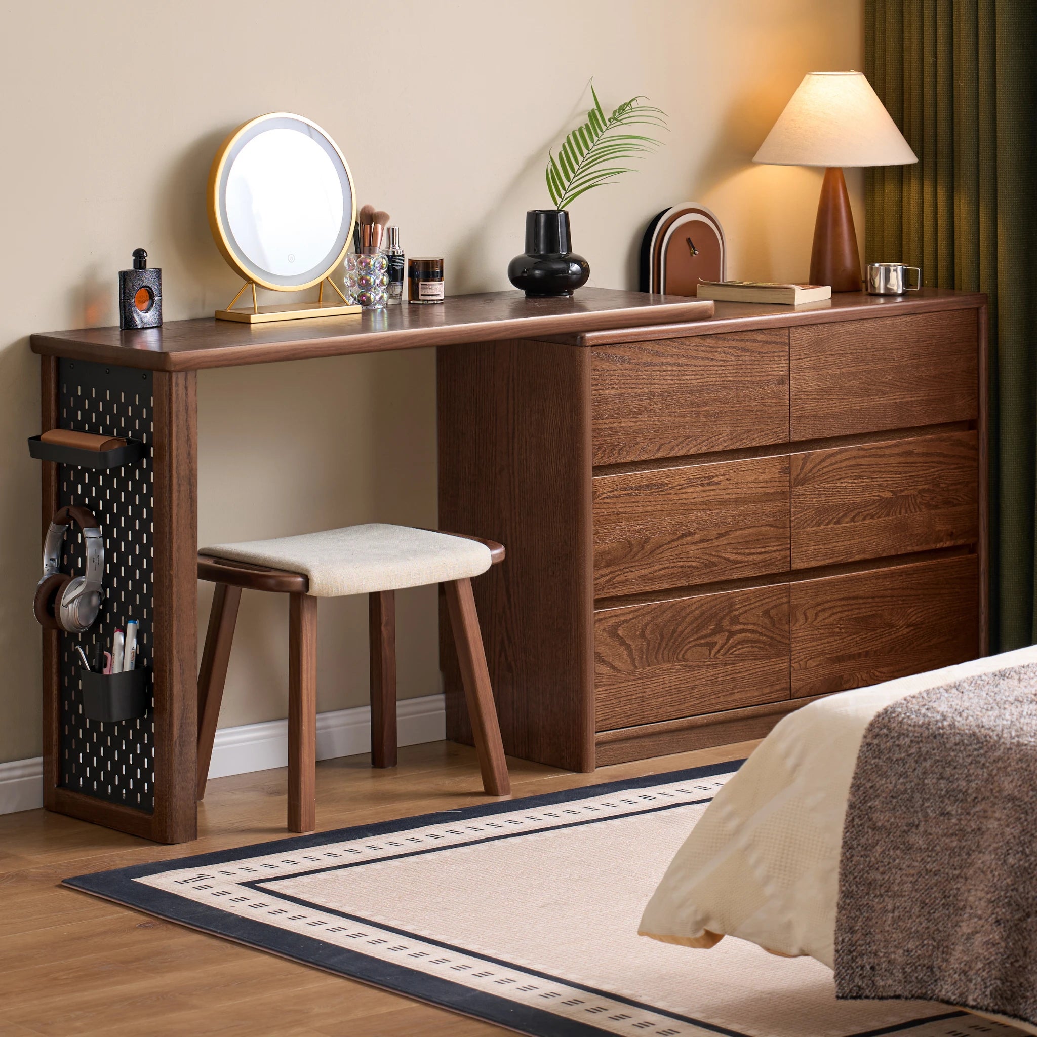 Solidwood Radiant Extendable Dressing Table, Walnut Oak