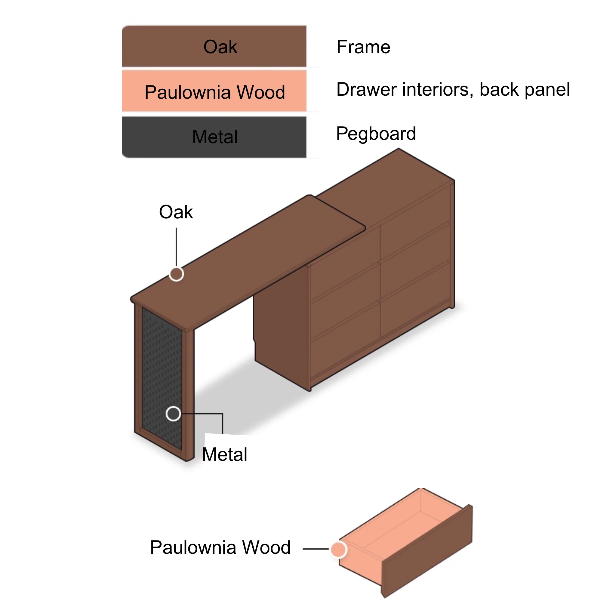 Solidwood Radiant Extendable Dressing Table, Walnut Oak