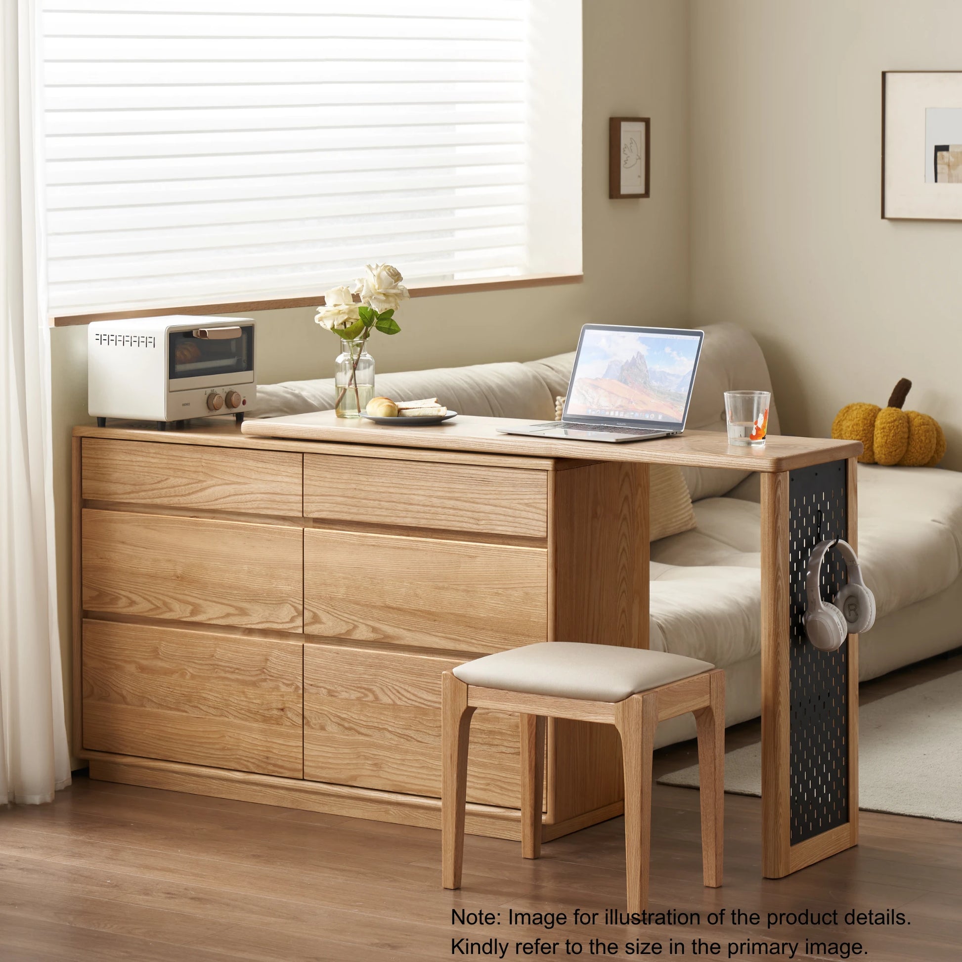 Solidwood Radiant Chest of 6 Drawers, Ash