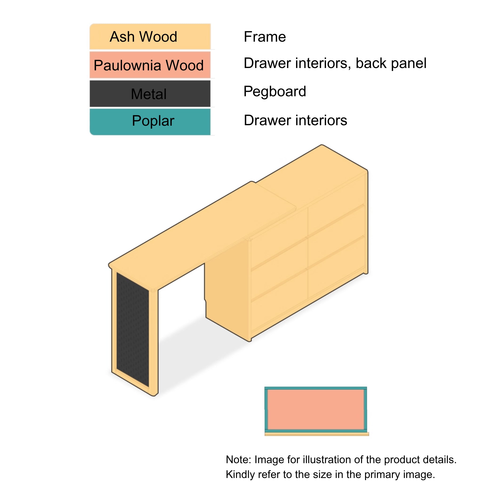 Solidwood Radiant Chest of 6 Drawers, Ash