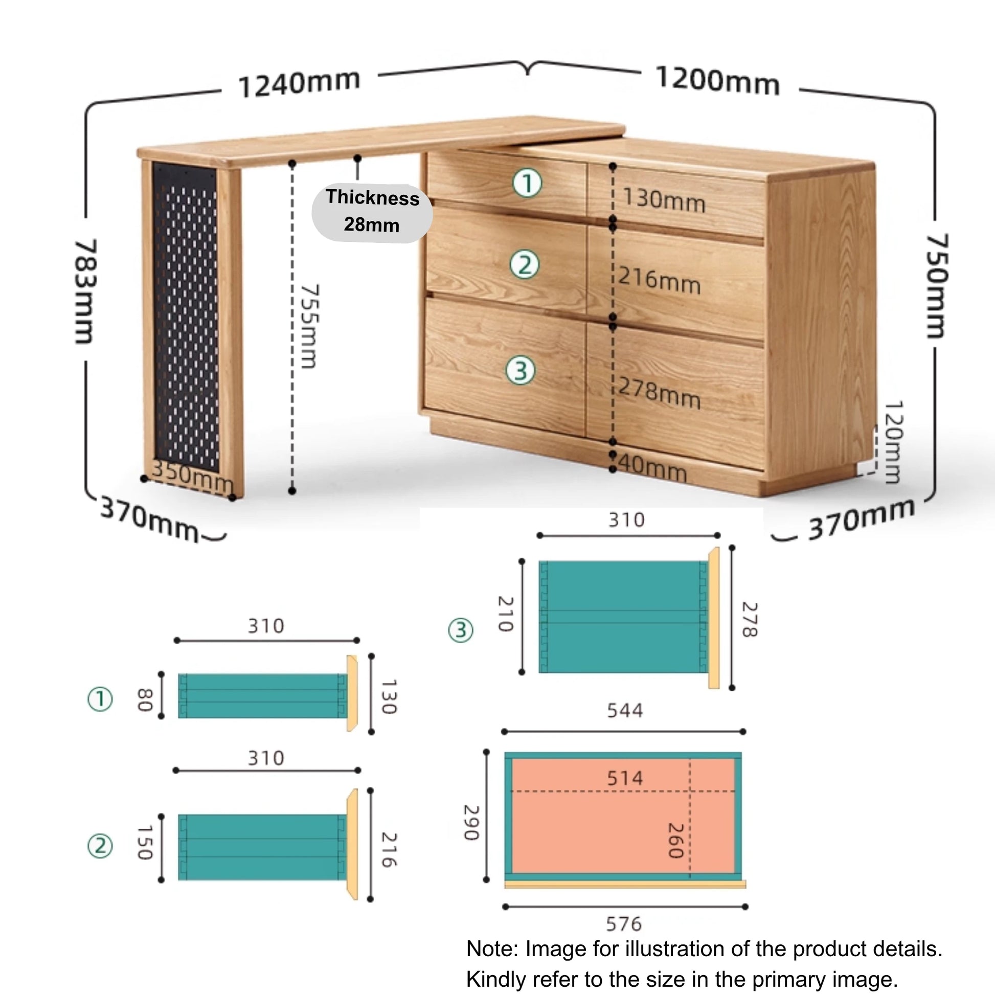 Solidwood Radiant Chest of 6 Drawers, Ash