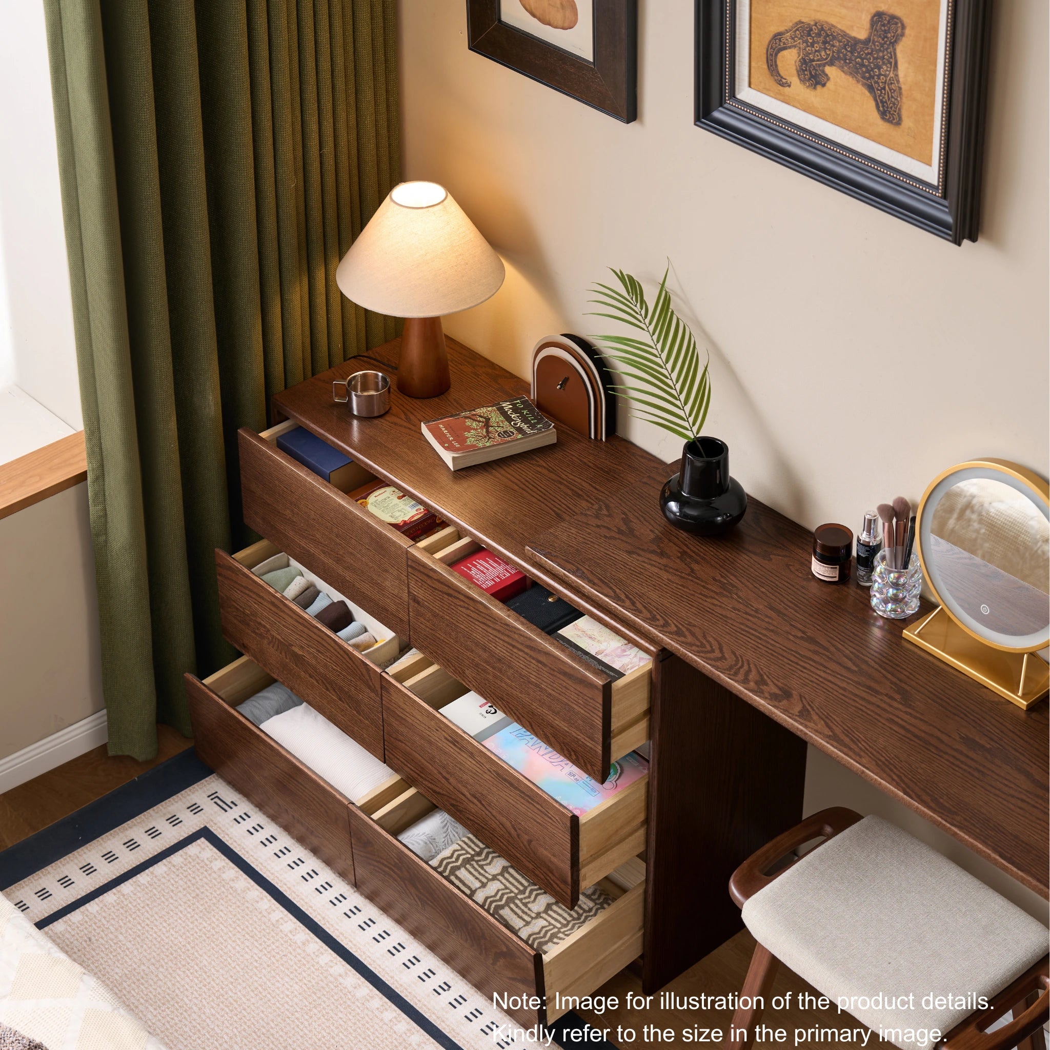 Solidwood Radiant Chest of 6 Drawers, Walnut Oak