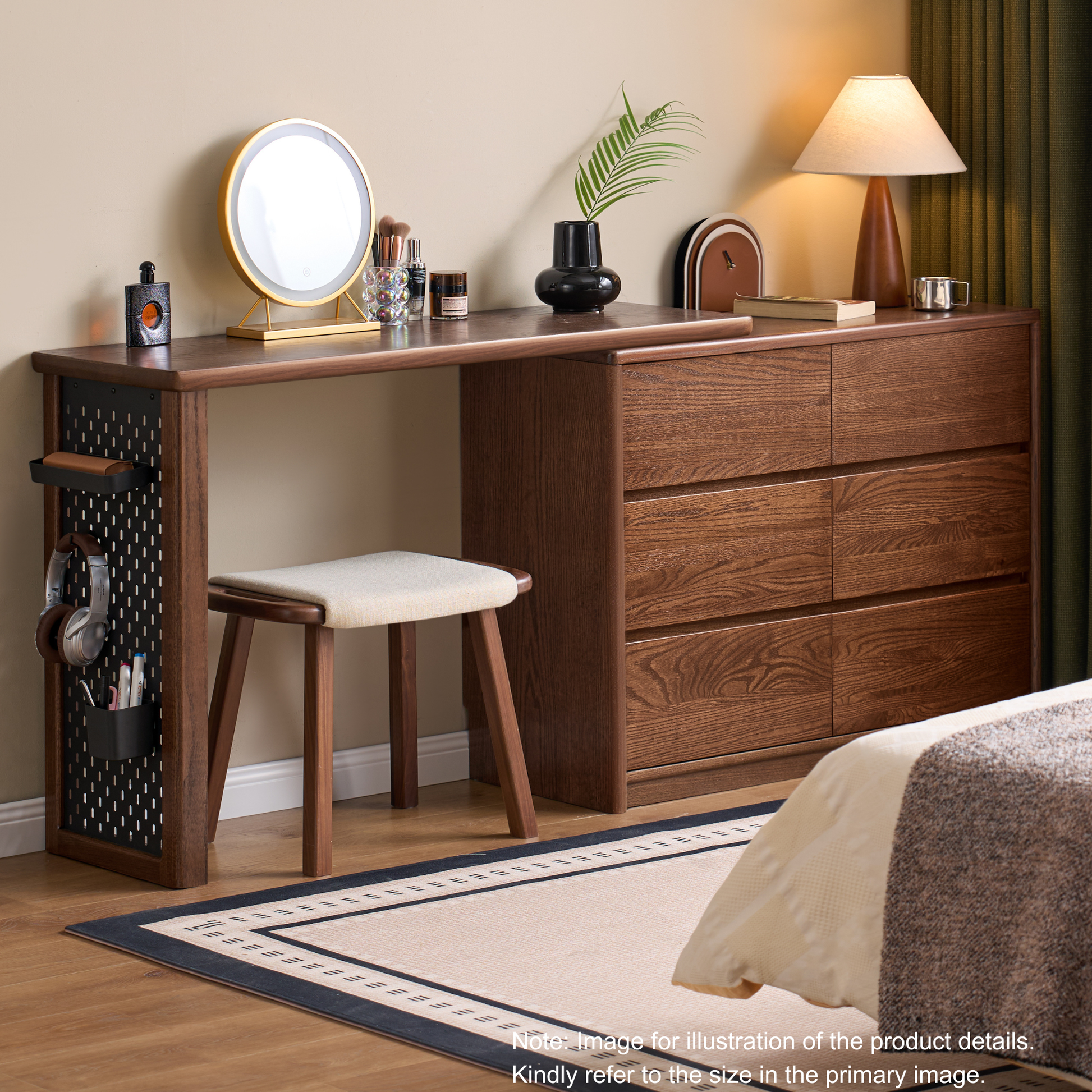 Solidwood Radiant Chest of 6 Drawers, Walnut Oak