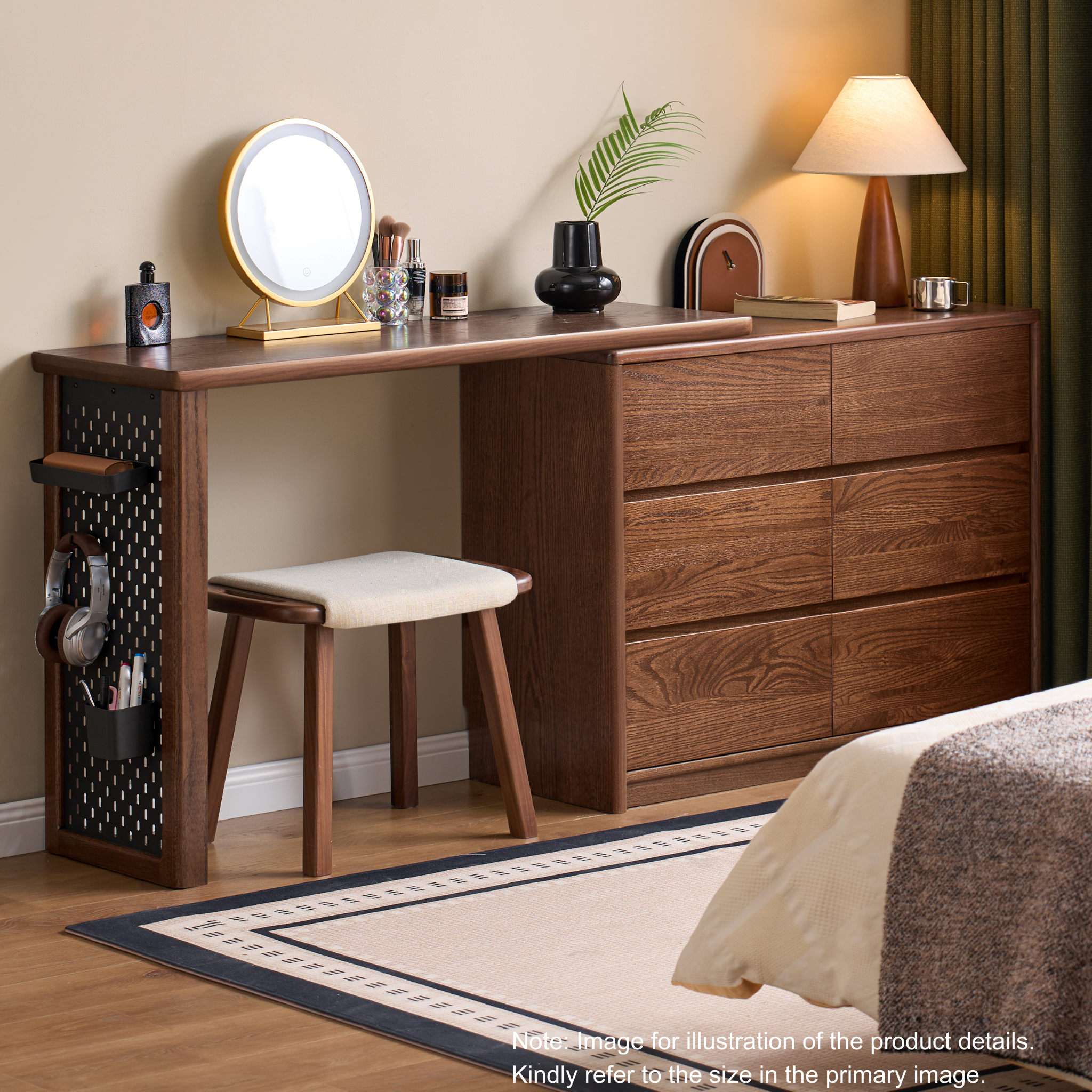 Solidwood Radiant Chest of 6 Drawers, Walnut Oak