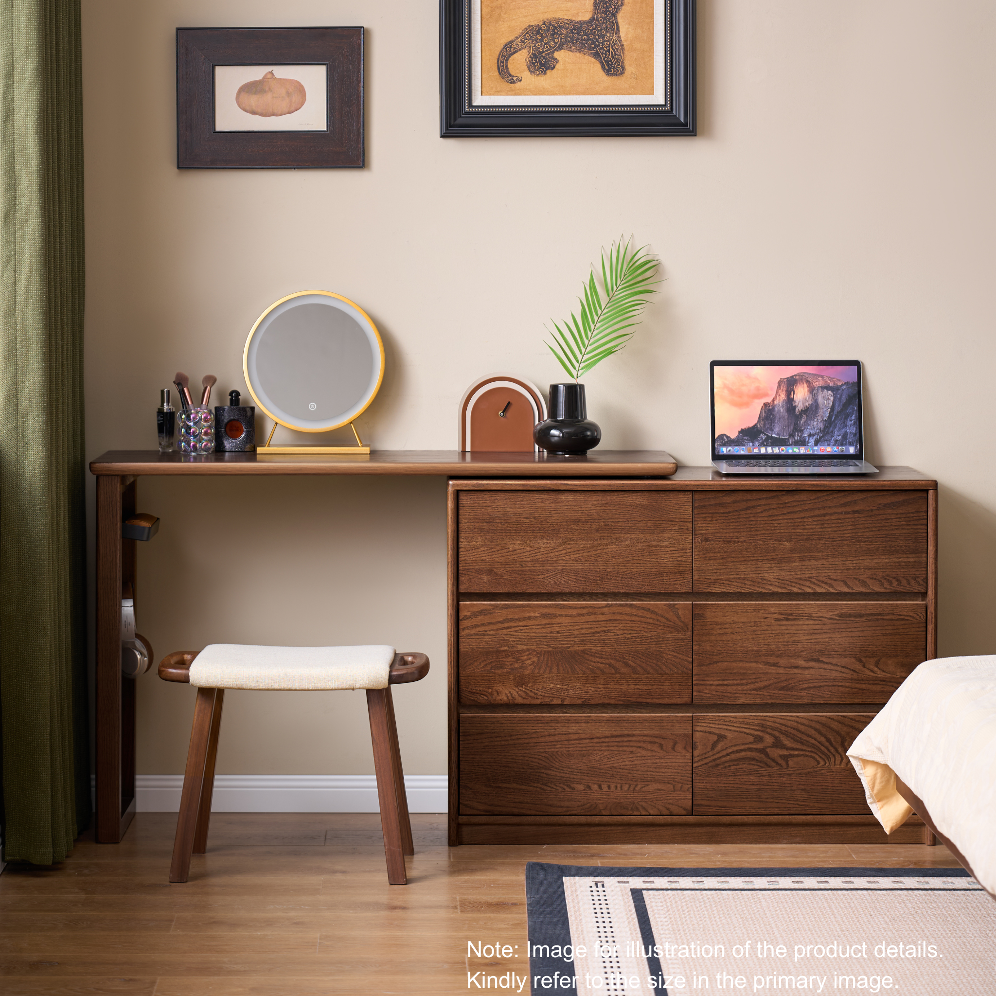 Solidwood Radiant Chest of 6 Drawers, Walnut Oak