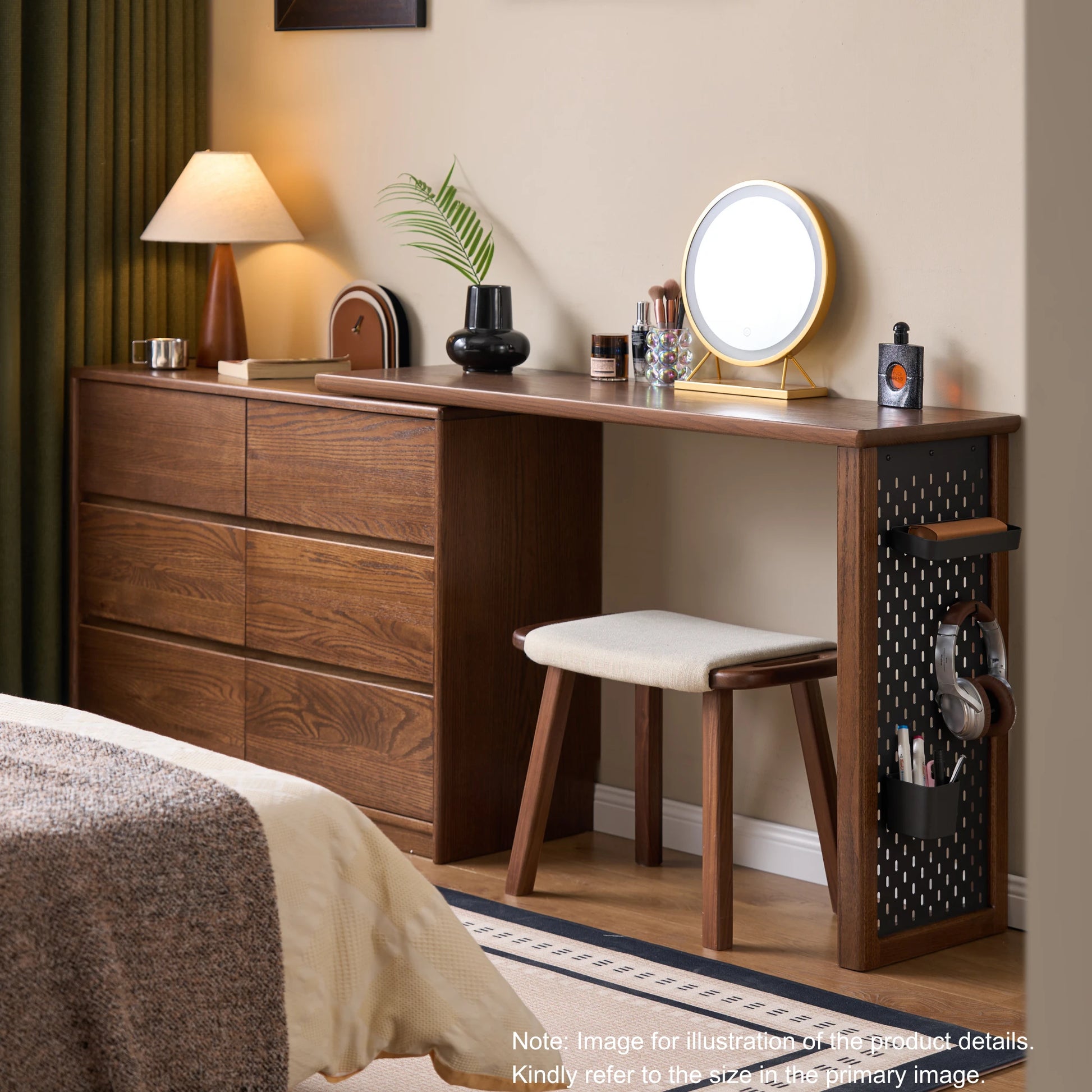 Solidwood Radiant Chest of 6 Drawers, Walnut Oak