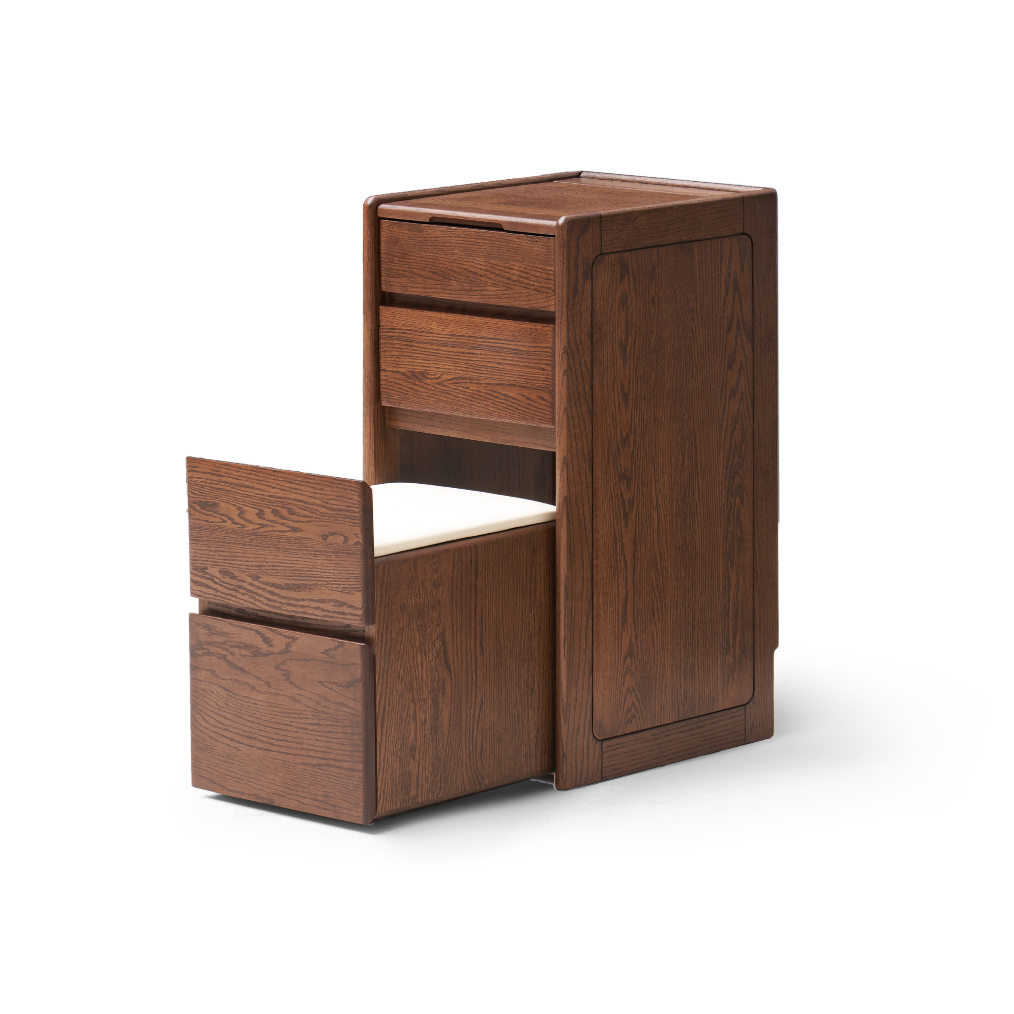 Solidwood Radiant Dressing Table and Stool Set with Flip Mirror, Walnut Oak