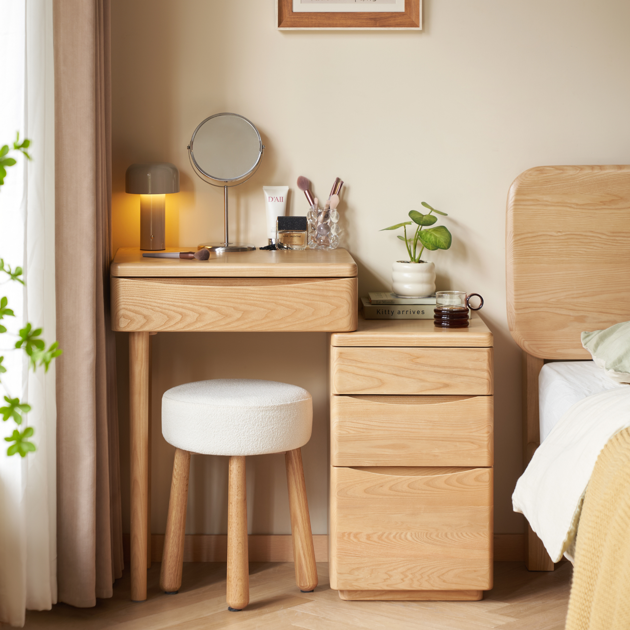 Solidwood Radiant Extendable Dressing Table, Ash, 80cm