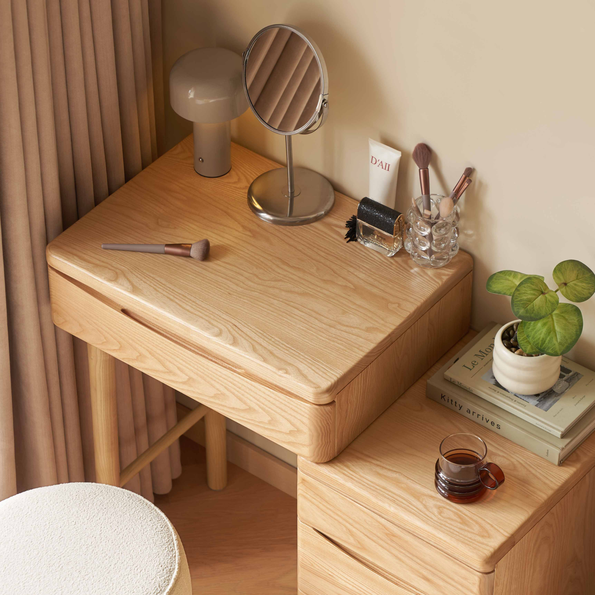 Solidwood Radiant Extendable Dressing Table, Ash, 80cm