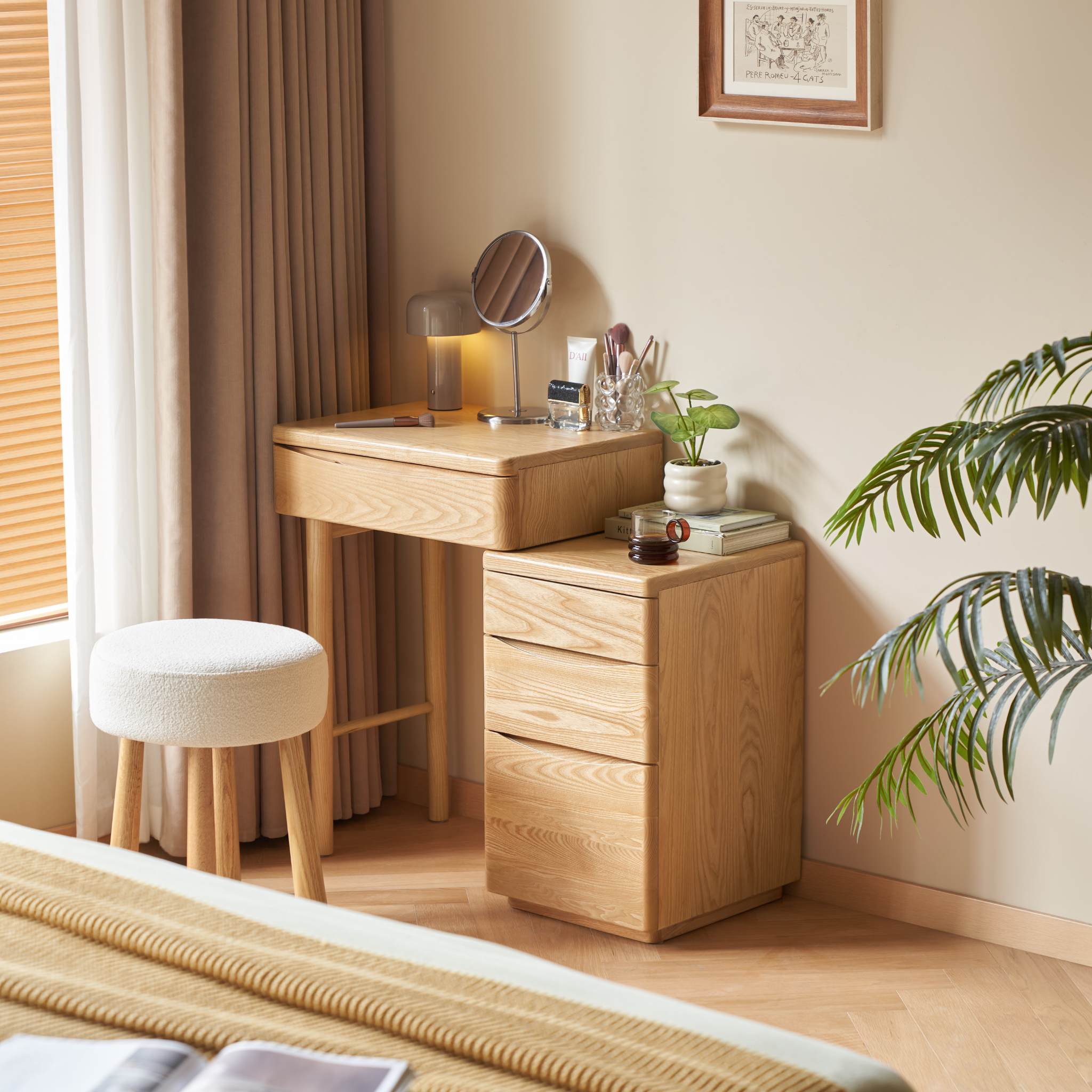 Solidwood Radiant Extendable Dressing Table, Ash, 80cm