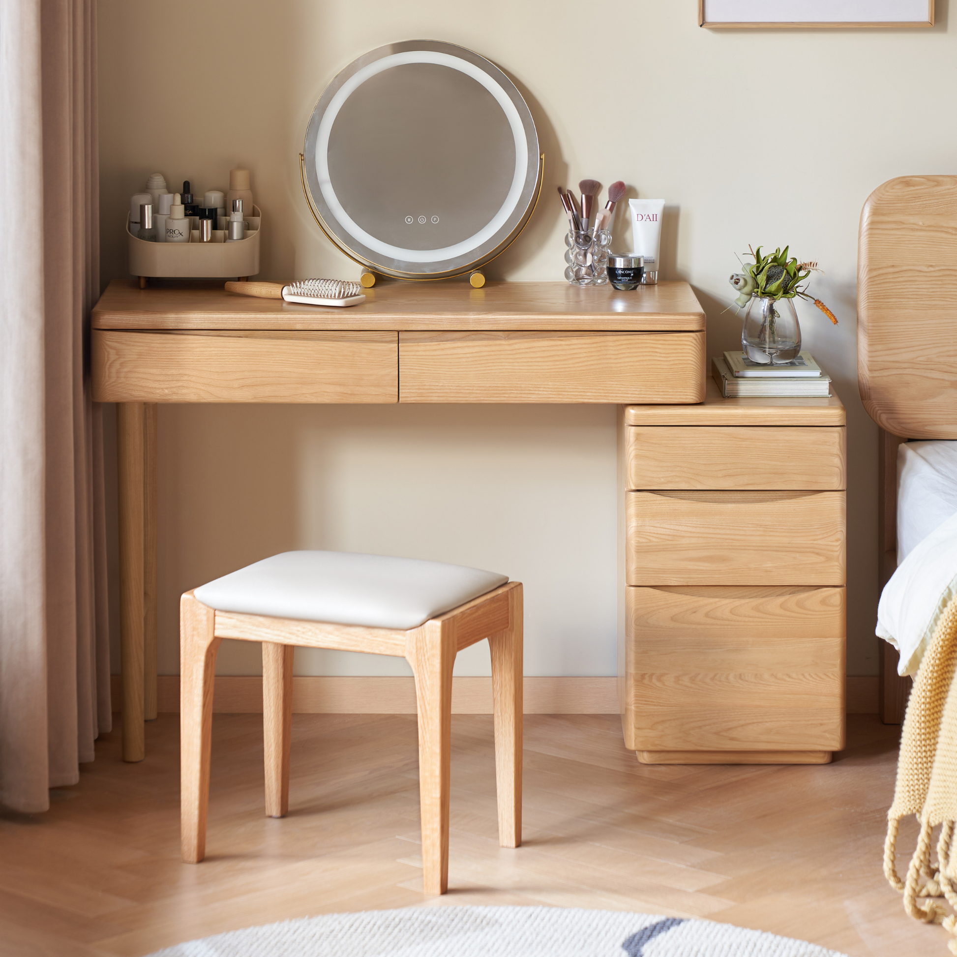 Solidwood Radiant Extendable Dressing Table, Ash, 125cm
