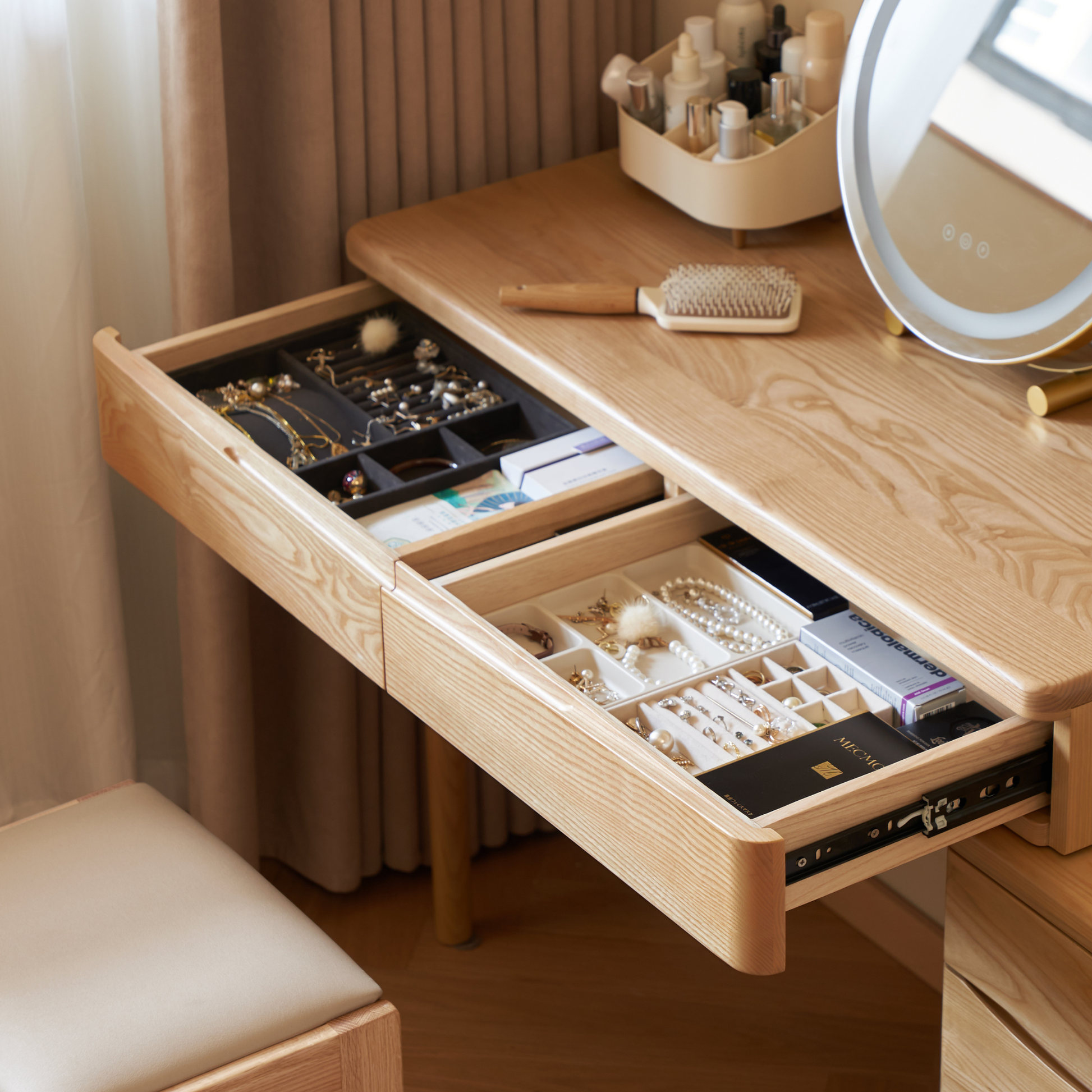 Solidwood Radiant Extendable Dressing Table, Ash, 125cm