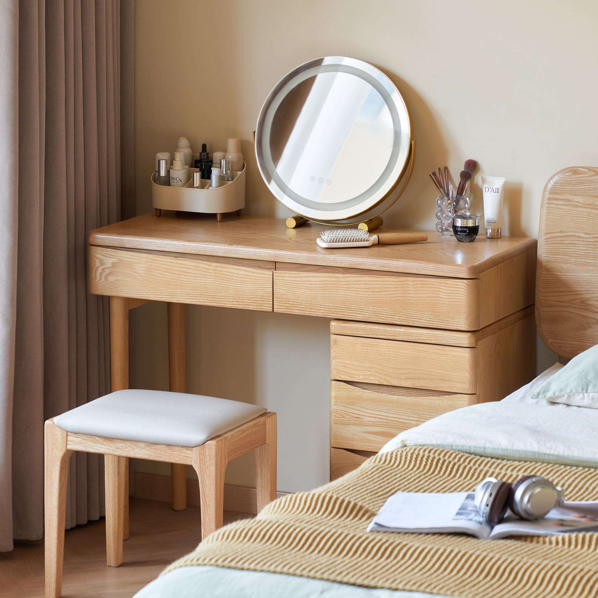 Solidwood Radiant Extendable Dressing Table, Ash, 125cm