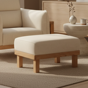 Solidwood Sanfi Linen Ottoman, Oak