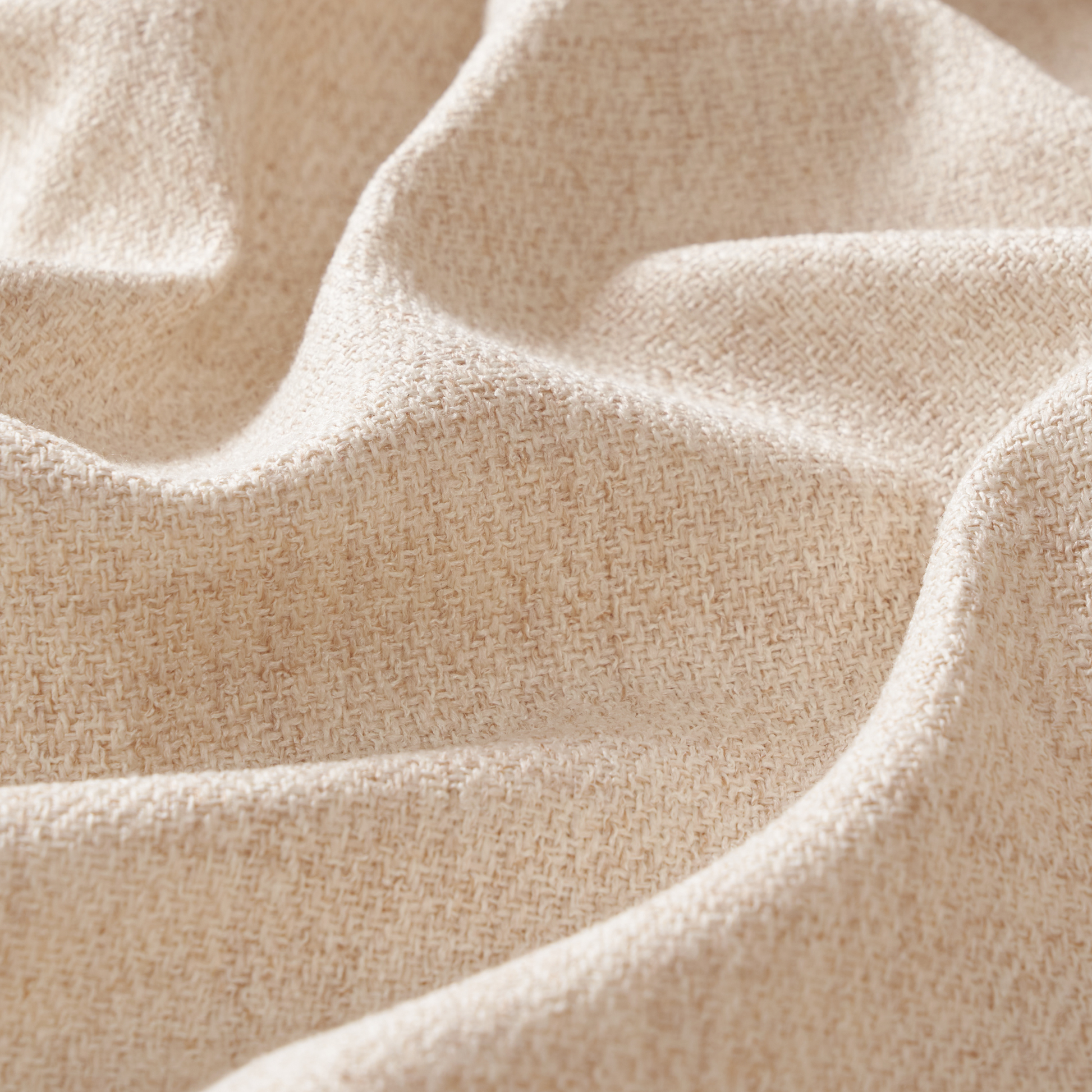 Solidwood Sanfi Linen Ottoman, Oak