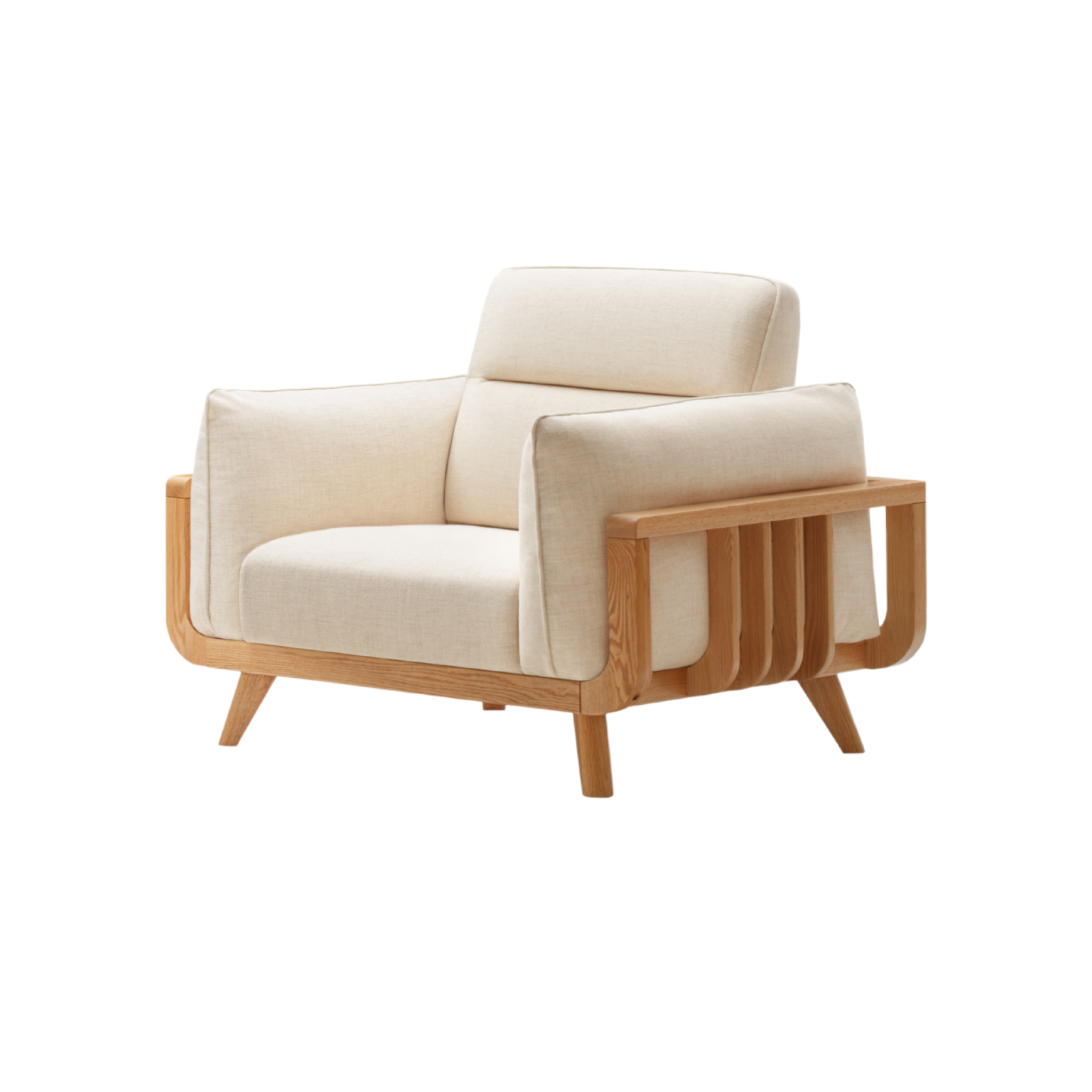 Solidwood Sanfi Linen Armchair, Oak